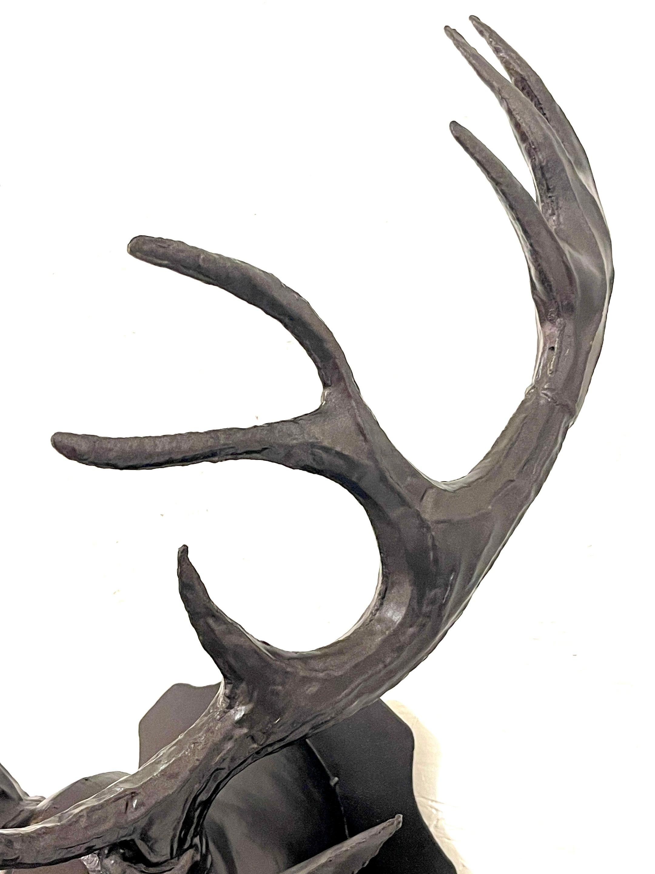 20th Century Bronzed Tole 14-point Buck Trophy Head Wall Mount  For Sale