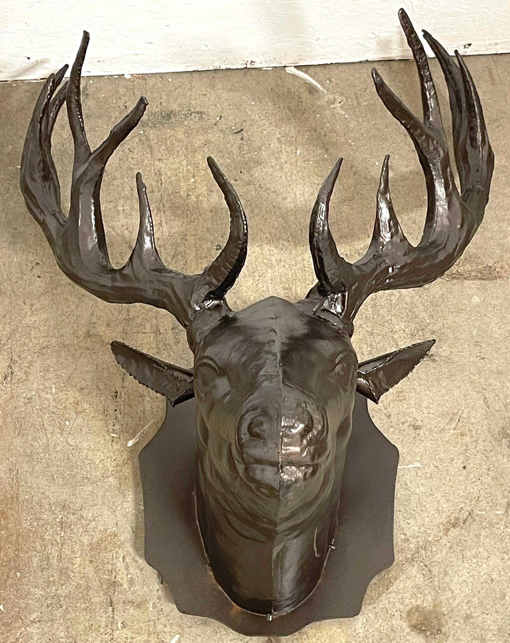 Bronzed Tole 14-point Buck Trophy Head Wall Mount  For Sale 1