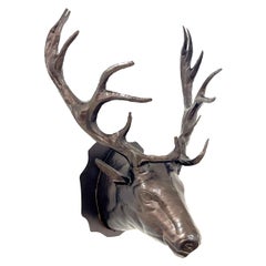Bronzed Tole 14-point Buck Trophy Head Wall Mount