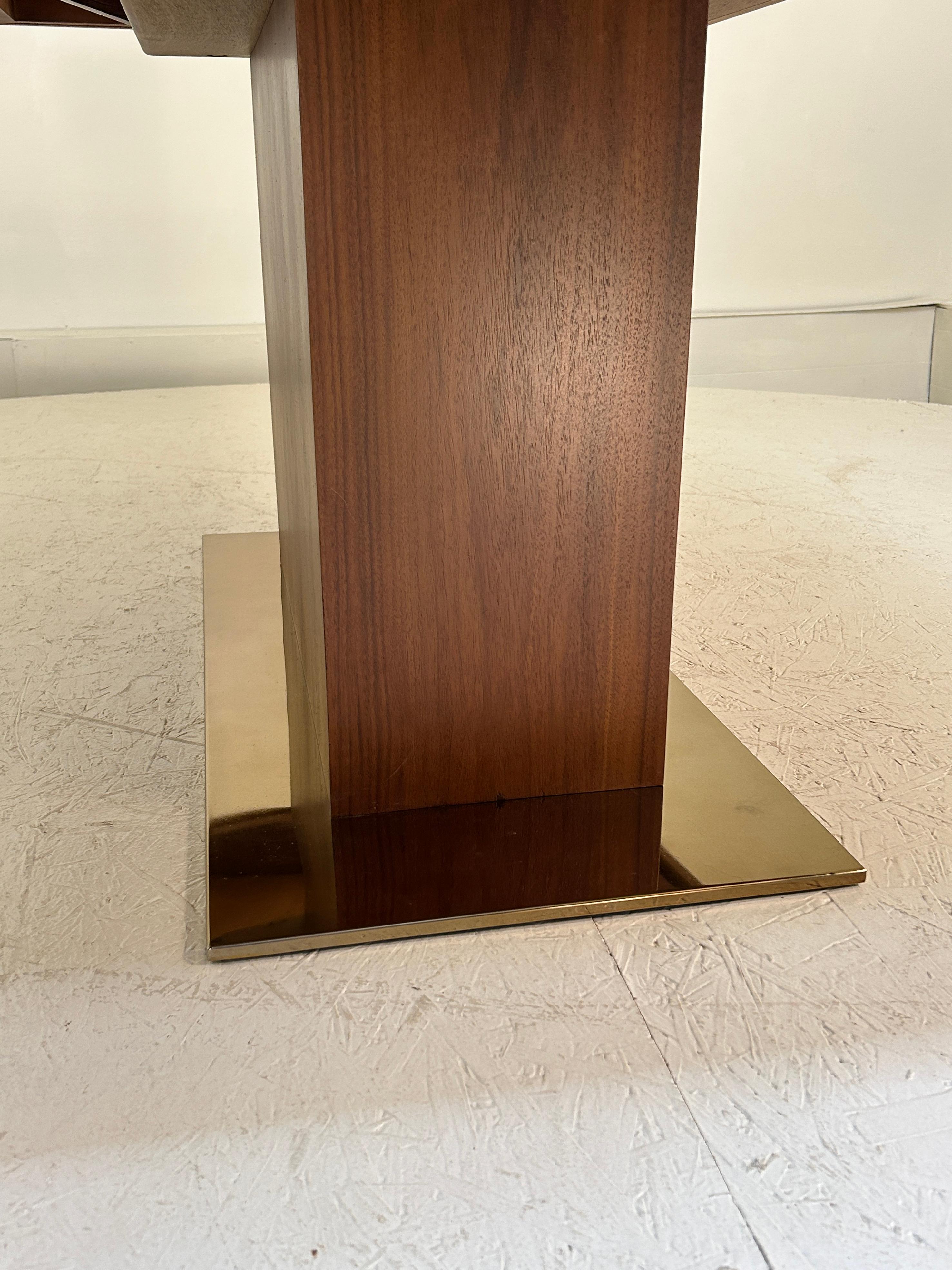 Mid-Century Modern Bronzed Walnut Dining Table For Sale