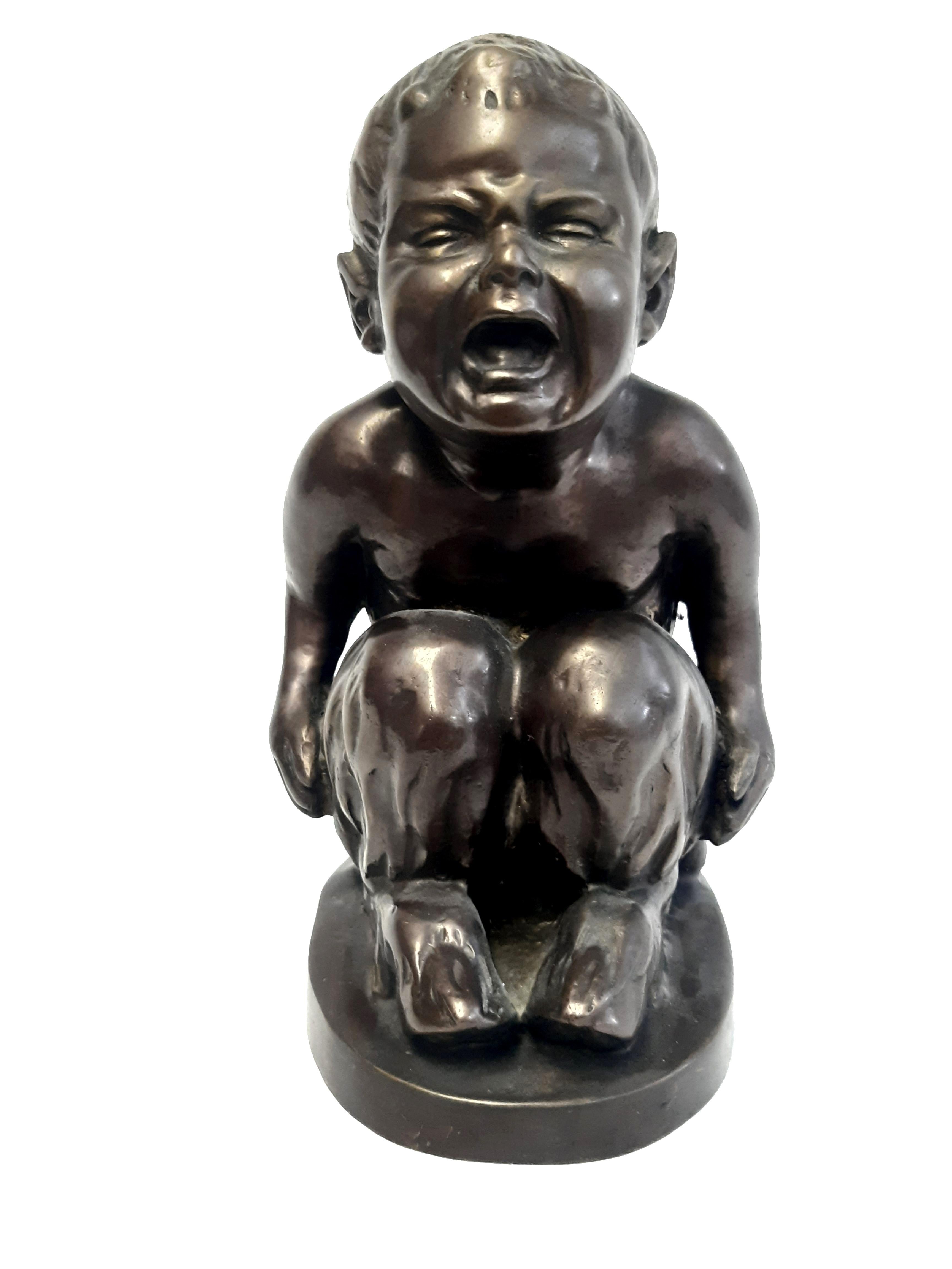 German Bronzefigur schreiender Faunsknabe von Georg Mattes For Sale