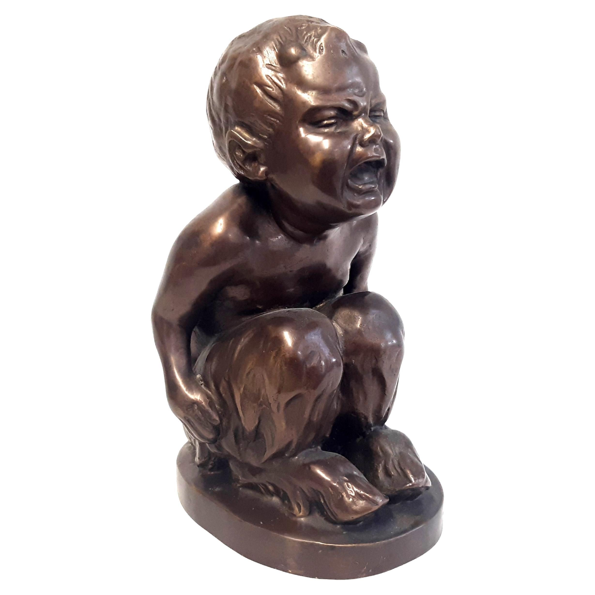 Bronzefigur schreiender Faunsknabe von Georg Mattes For Sale