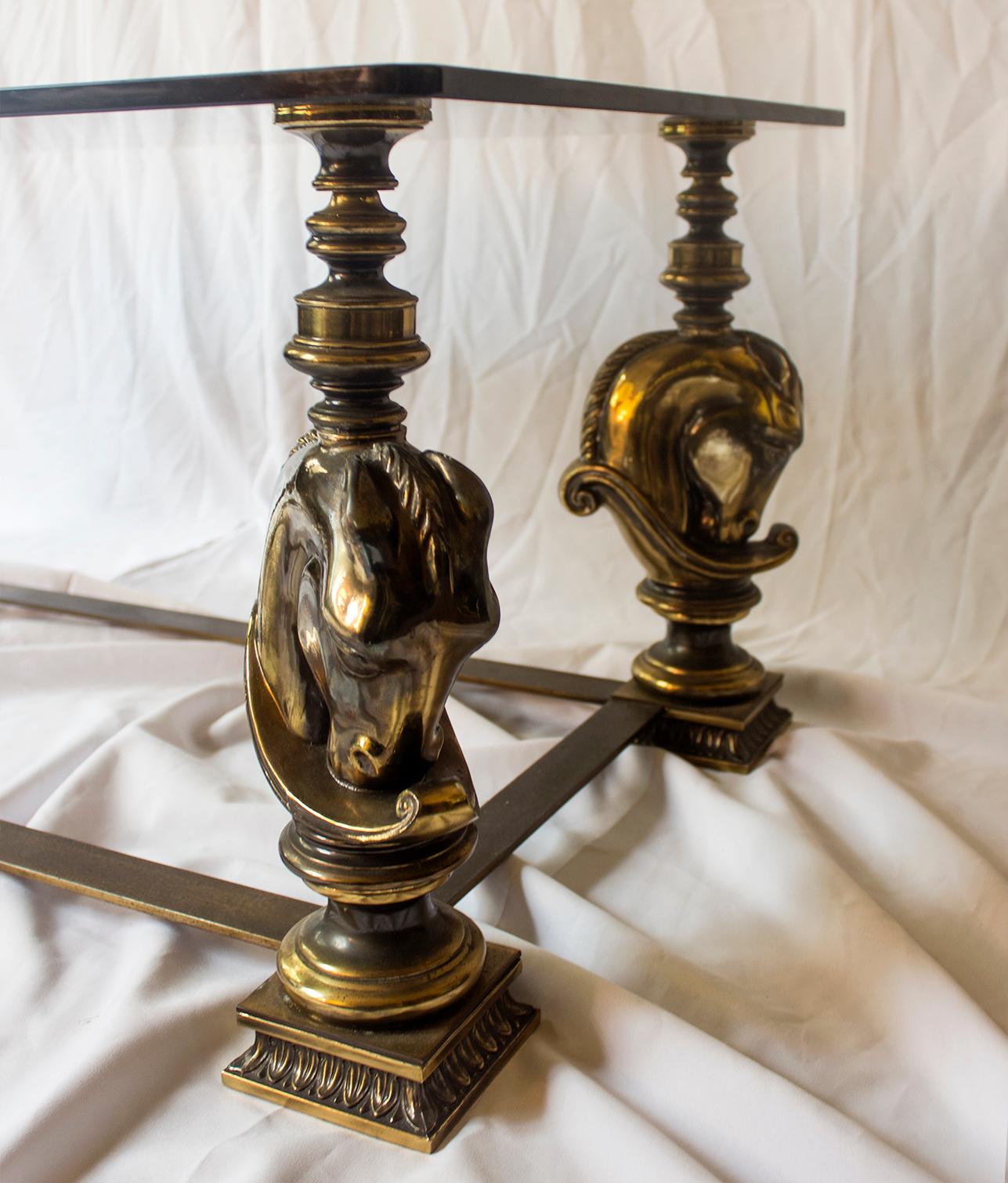 Bronzehorsehead Coffee Table, Belgium, 1980s For Sale 3