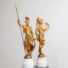 Bronzes, Minerva and Mars, probably Italy 2nd half 19th century