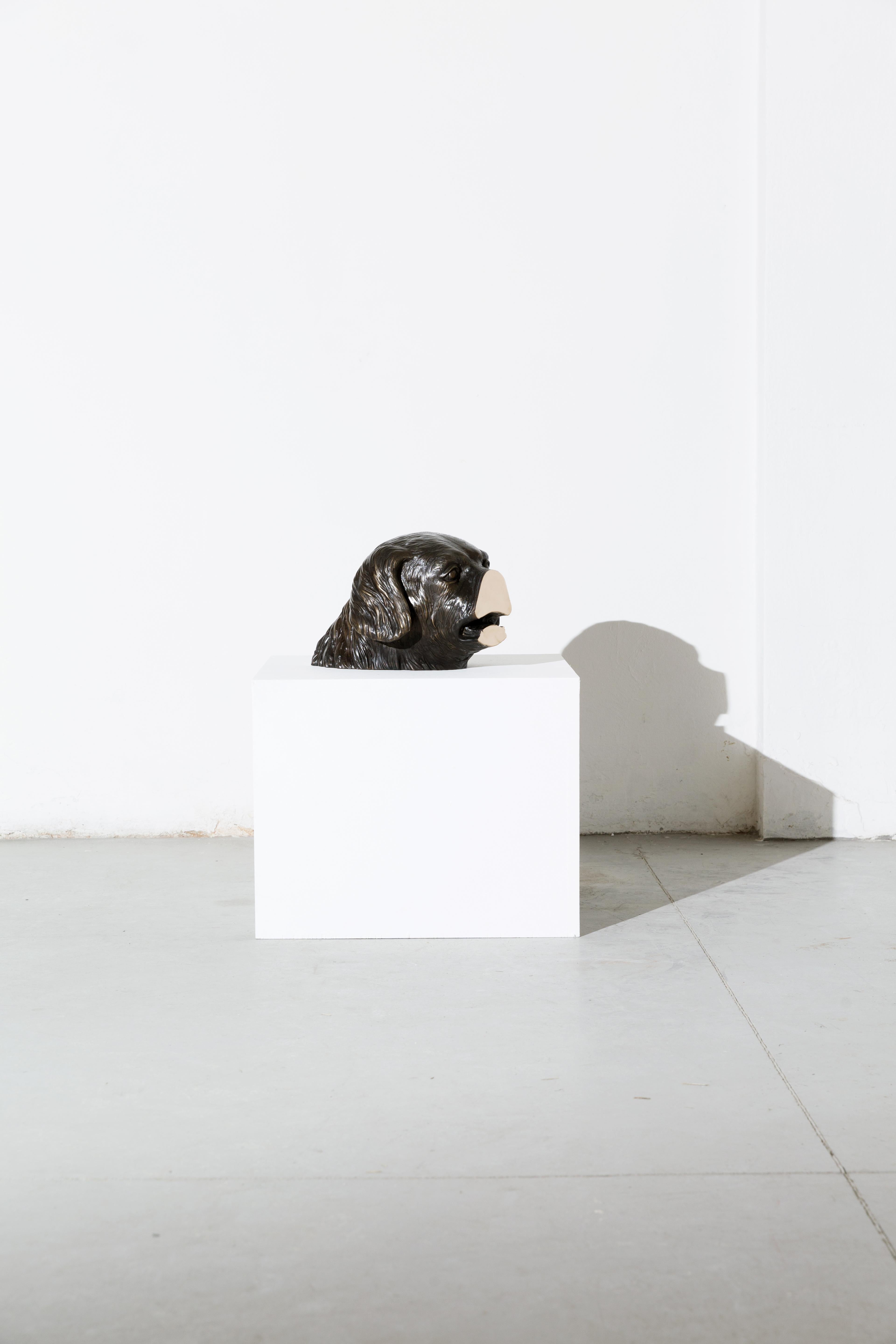 Aufgeschweißte Bronzeskulptur (Hundekopf) aus der Serie Boolean von Nucleo im Zustand „Hervorragend“ im Angebot in Collegno, IT
