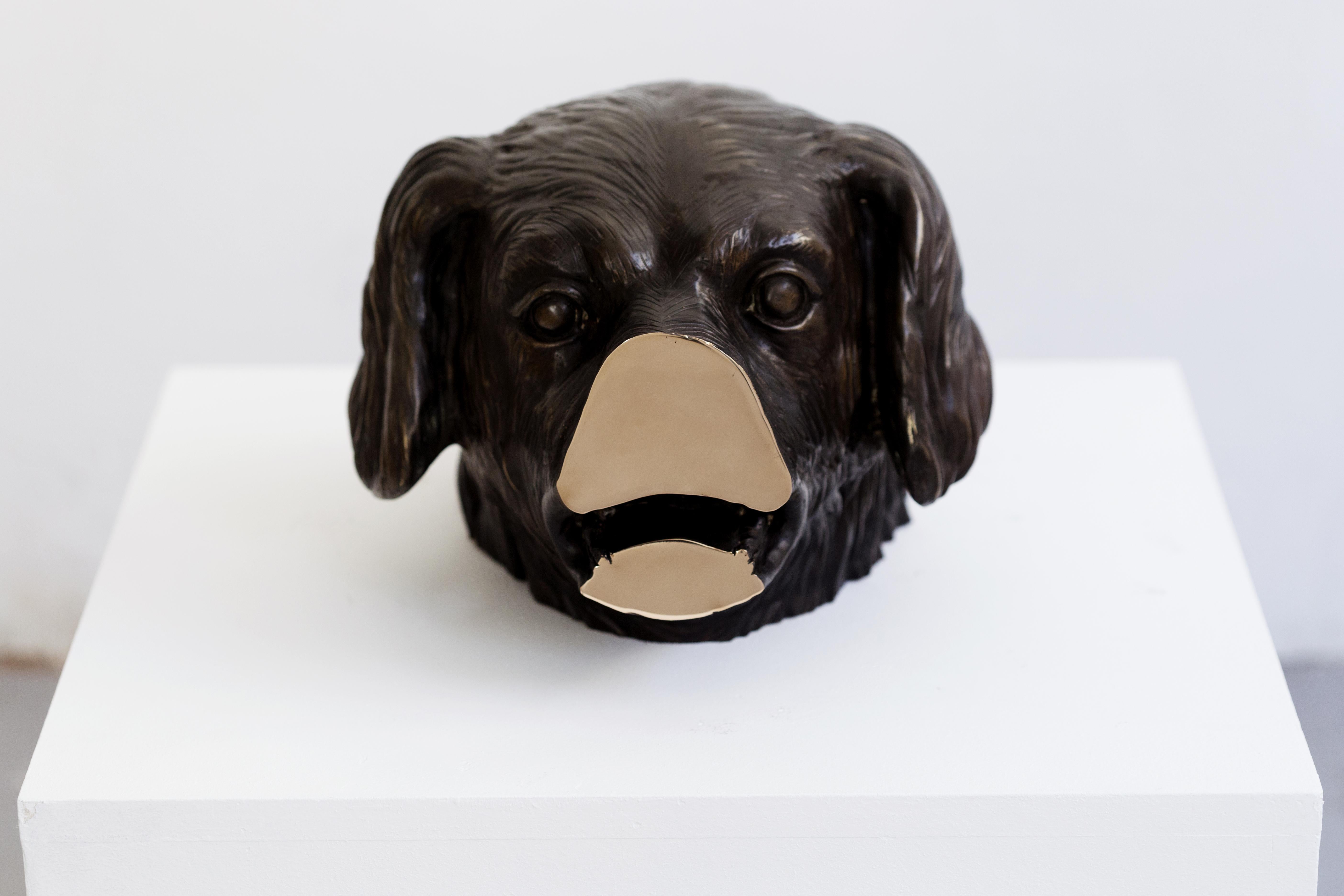 Aufgeschweißte Bronzeskulptur (Hundekopf) aus der Serie Boolean von Nucleo im Angebot 2
