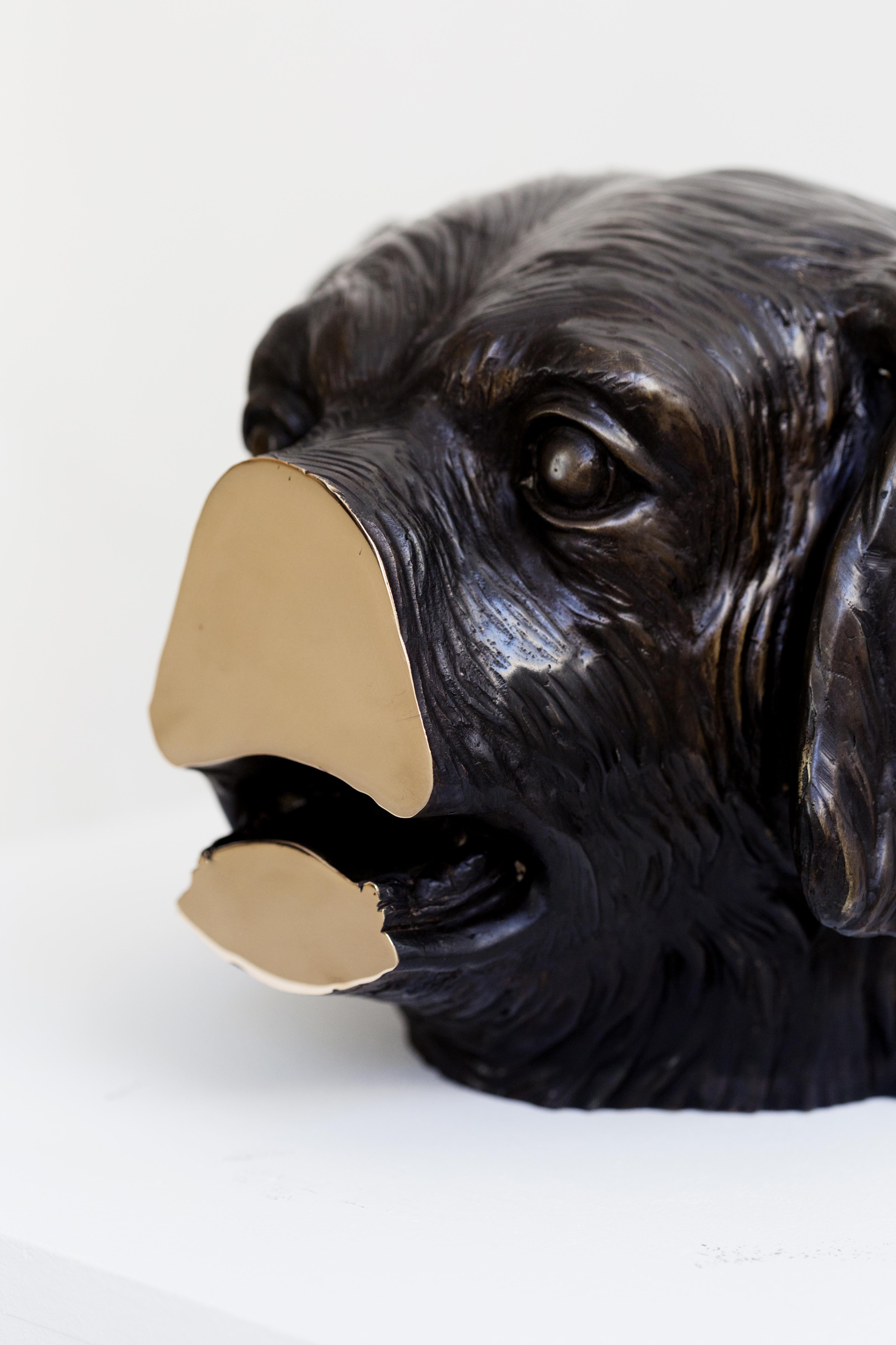 Aufgeschweißte Bronzeskulptur (Hundekopf) aus der Serie Boolean von Nucleo im Angebot 3