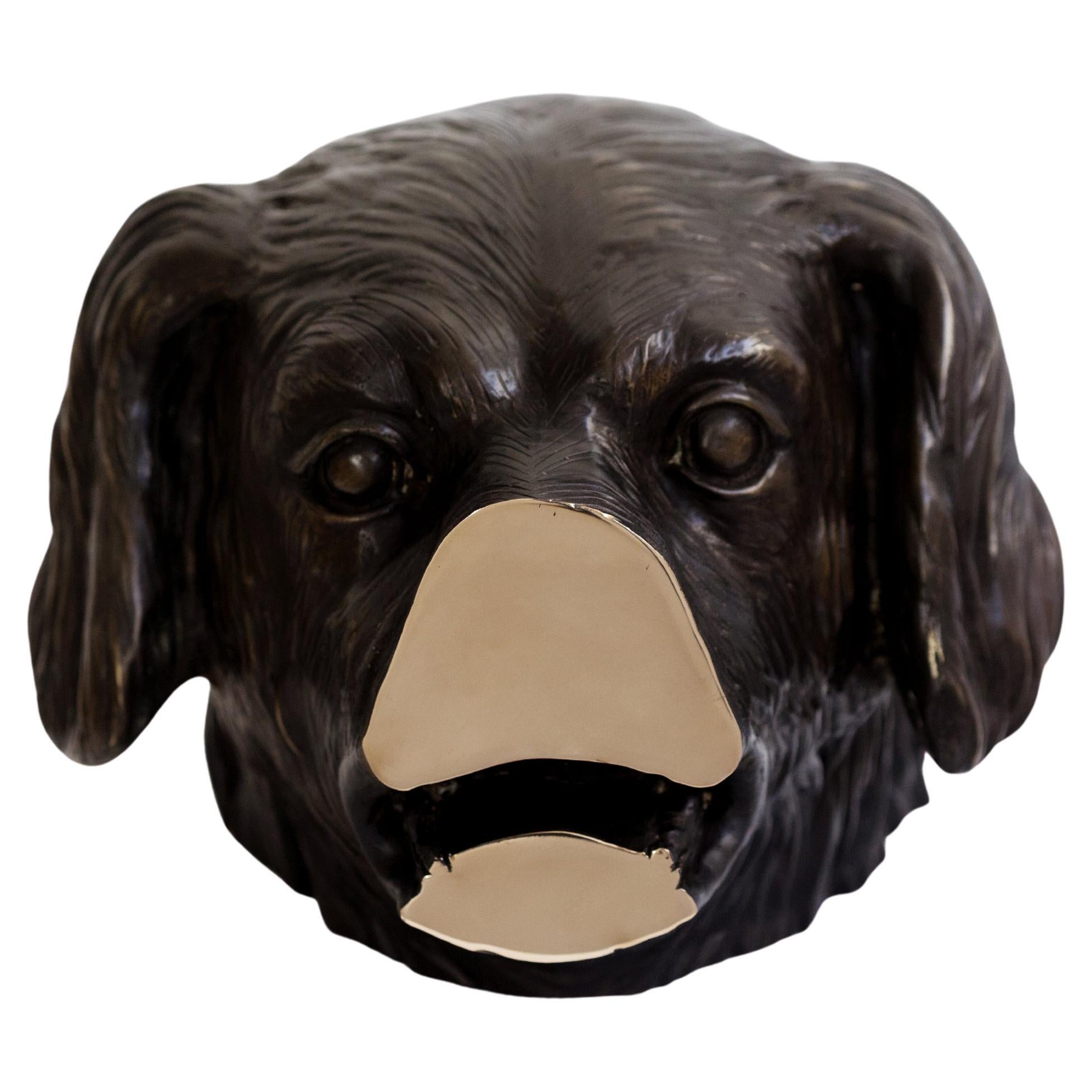 Bronze welded on vintage sculpture (dog head) from Nucleus' Boolean series