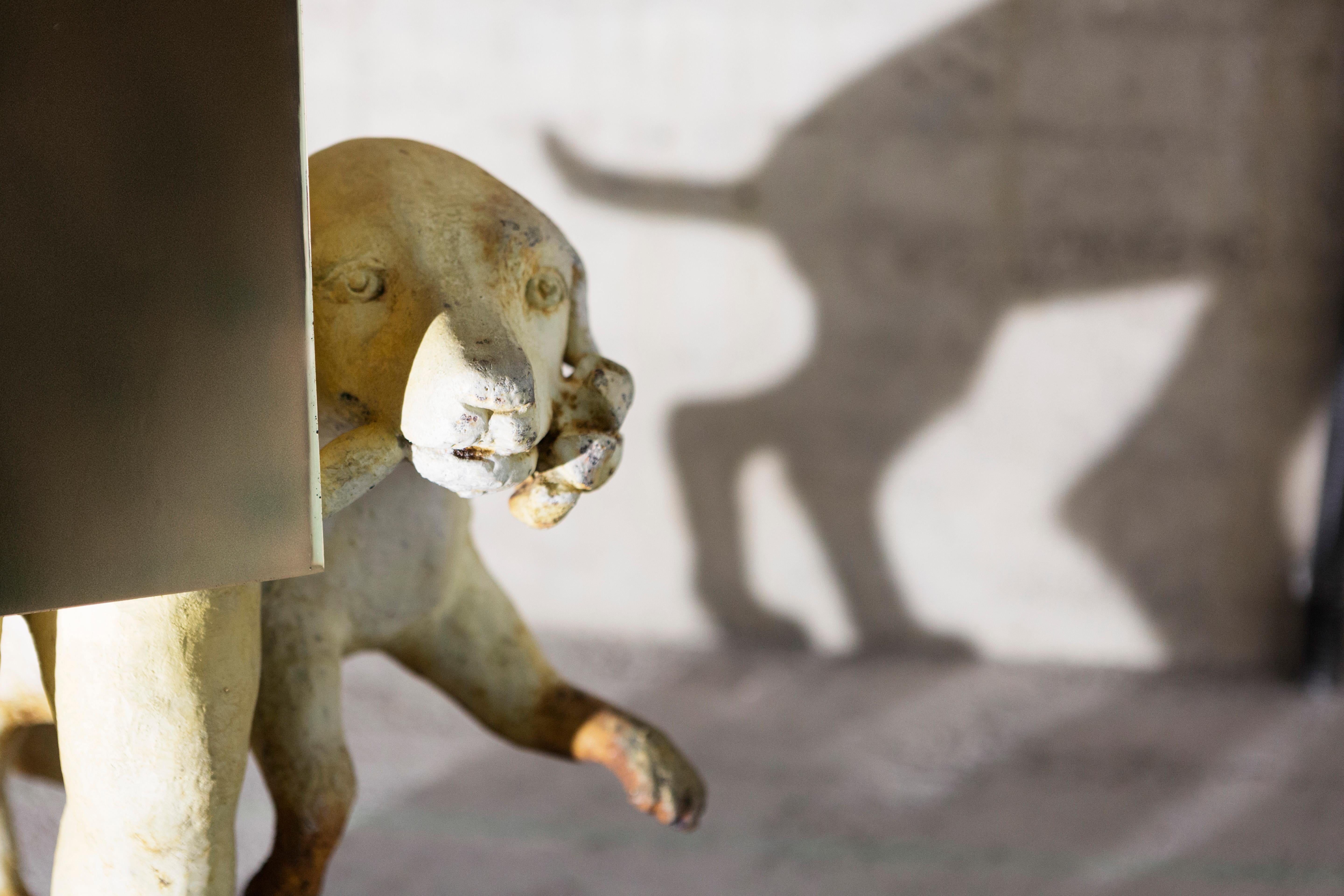 Bronze on vintage sculpture (girl with a dog) from Nucleus' Boolean series For Sale 1