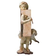 Bronze on vintage sculpture (girl with a dog) from Nucleus' Boolean series