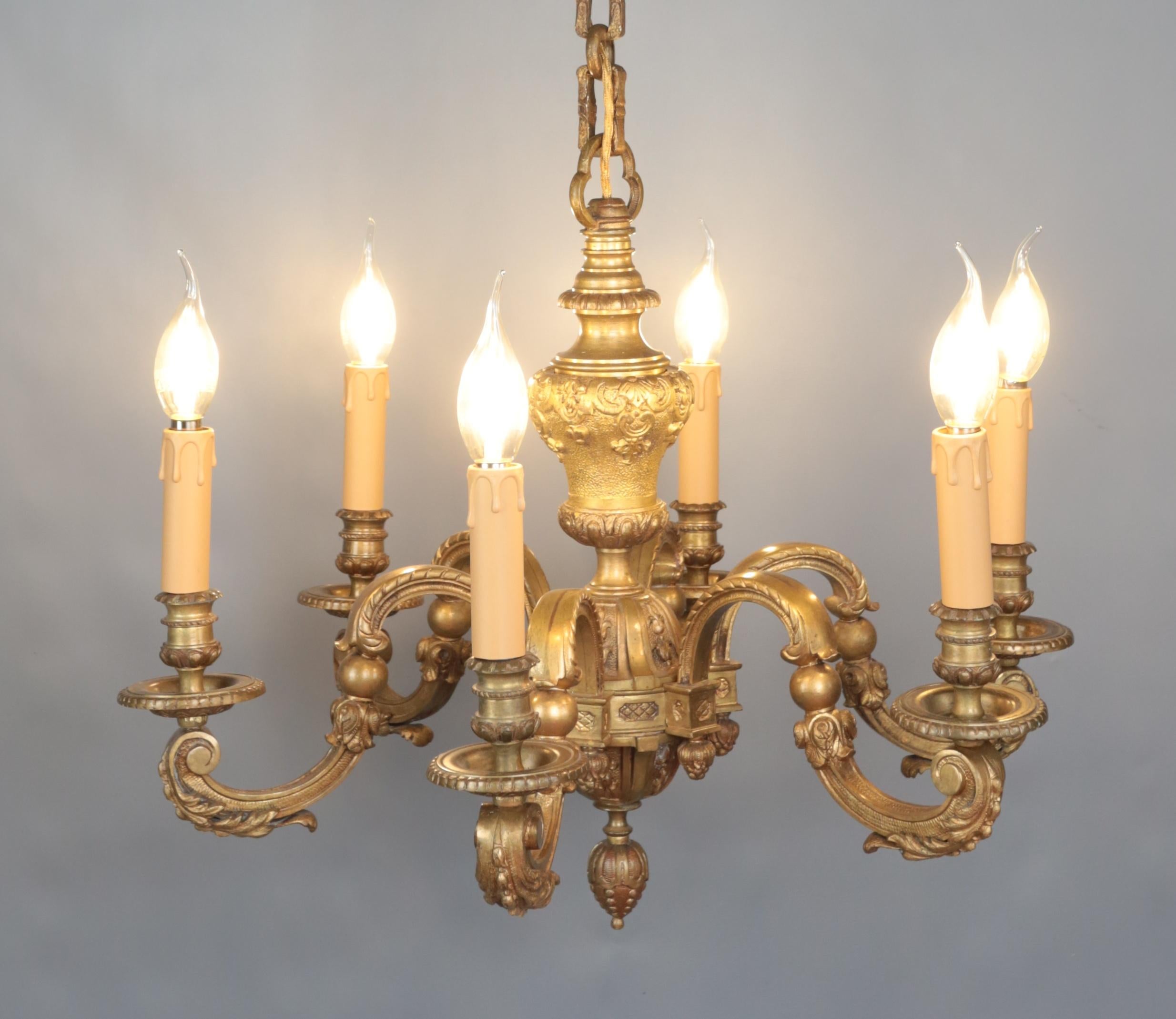 Cast Mazarin Bronze Chandelier Antique 19th century Louis XIV style chandelier.  For Sale