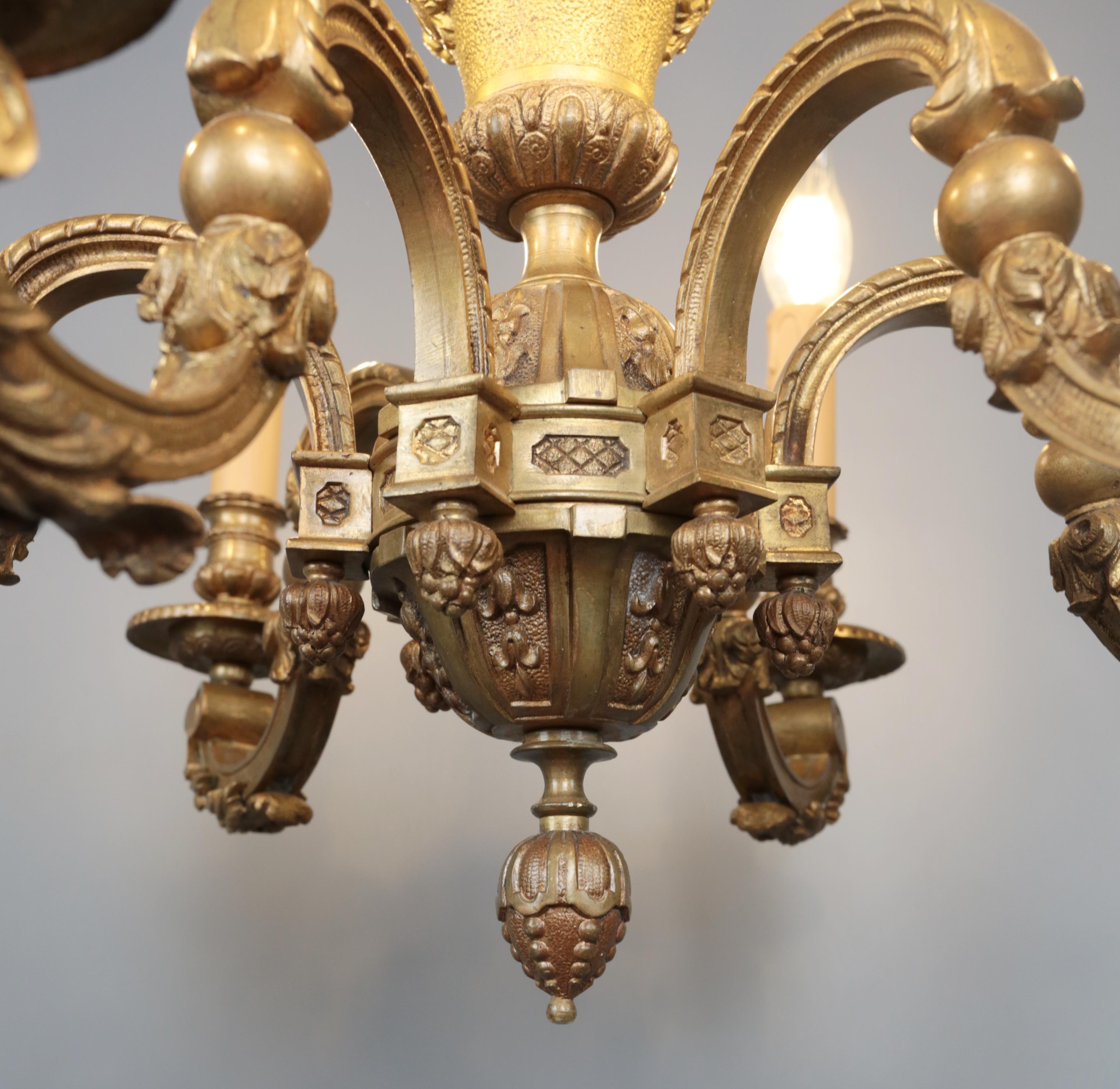 Mazarin Bronze Chandelier Antique 19th century Louis XIV style chandelier.  For Sale 1