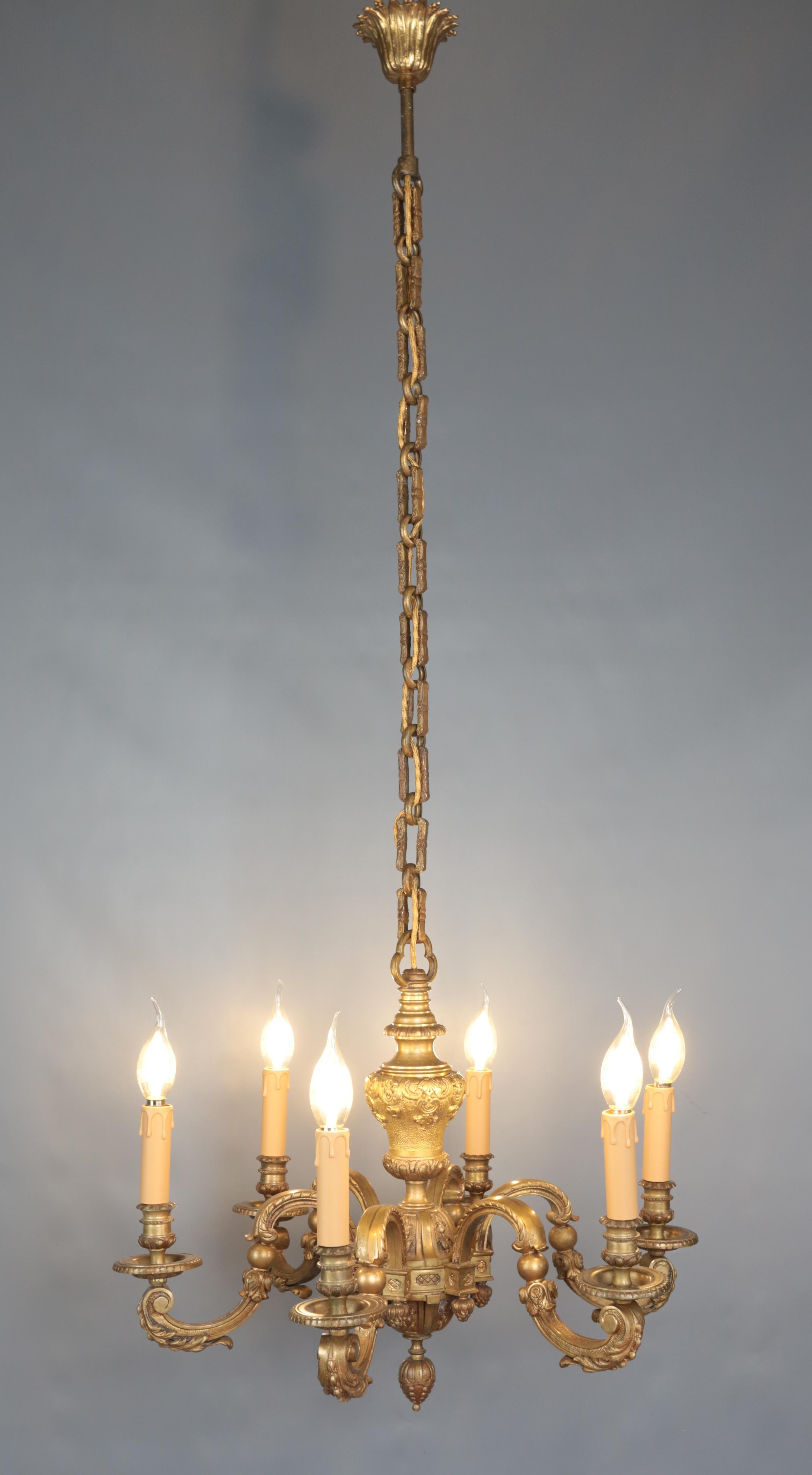 Mazarin Bronze Chandelier Antique 19th century Louis XIV style chandelier.  For Sale 3