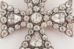 Maltese Cross Brooch with Brightly Foiled White Crystal, English circa 1820.