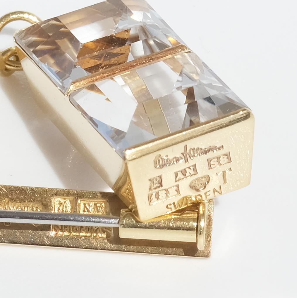 Broche en or 18 carats avec un cristal de roche, fabriquée en 1944 par Wiwen Nilsson, Suède en vente 3