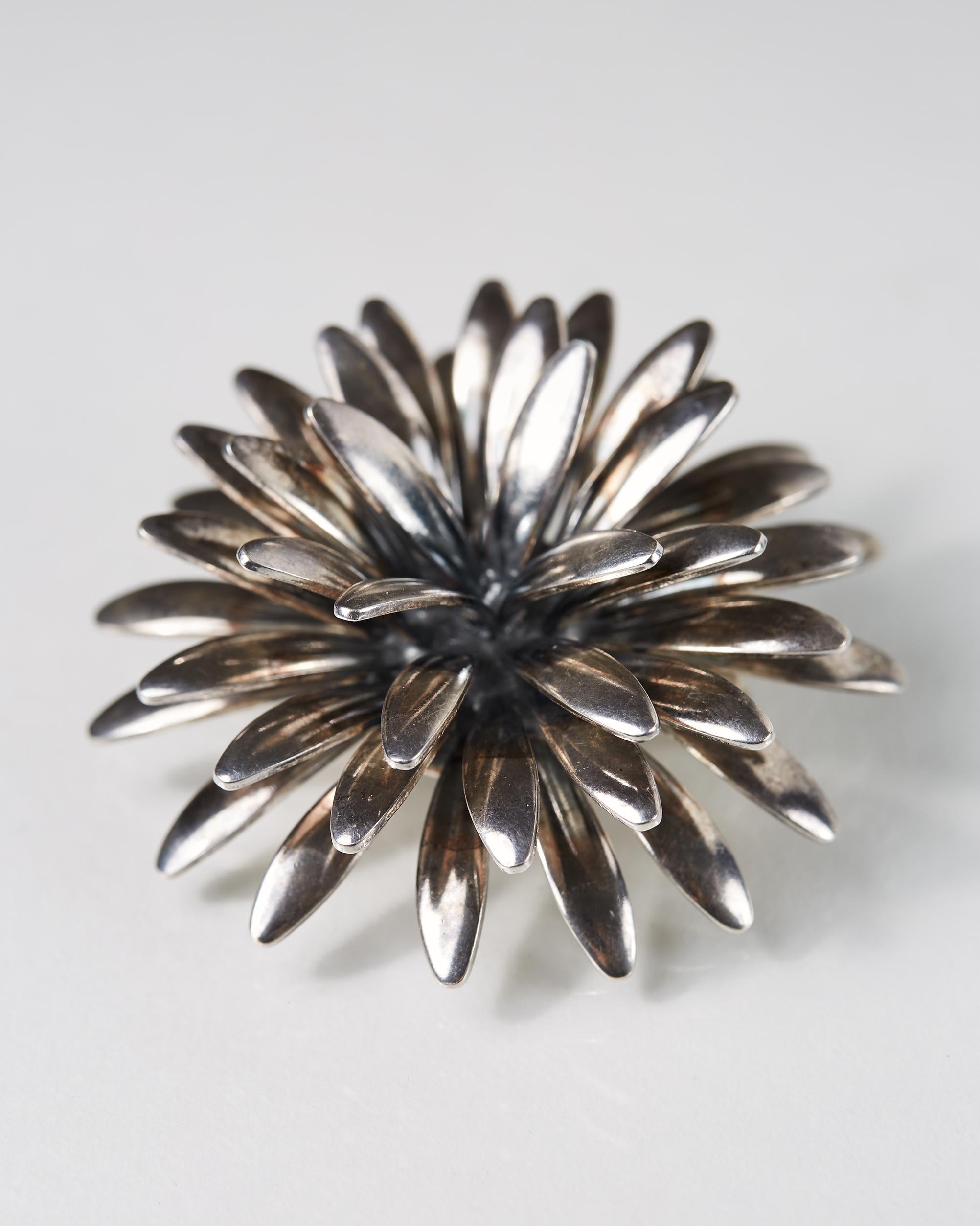 Modern Brooch and Earrings Designed by Anton Michelsen, Denmark, 1950s For Sale