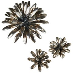 Brooch and Earrings Designed by Anton Michelsen, Denmark, 1950s