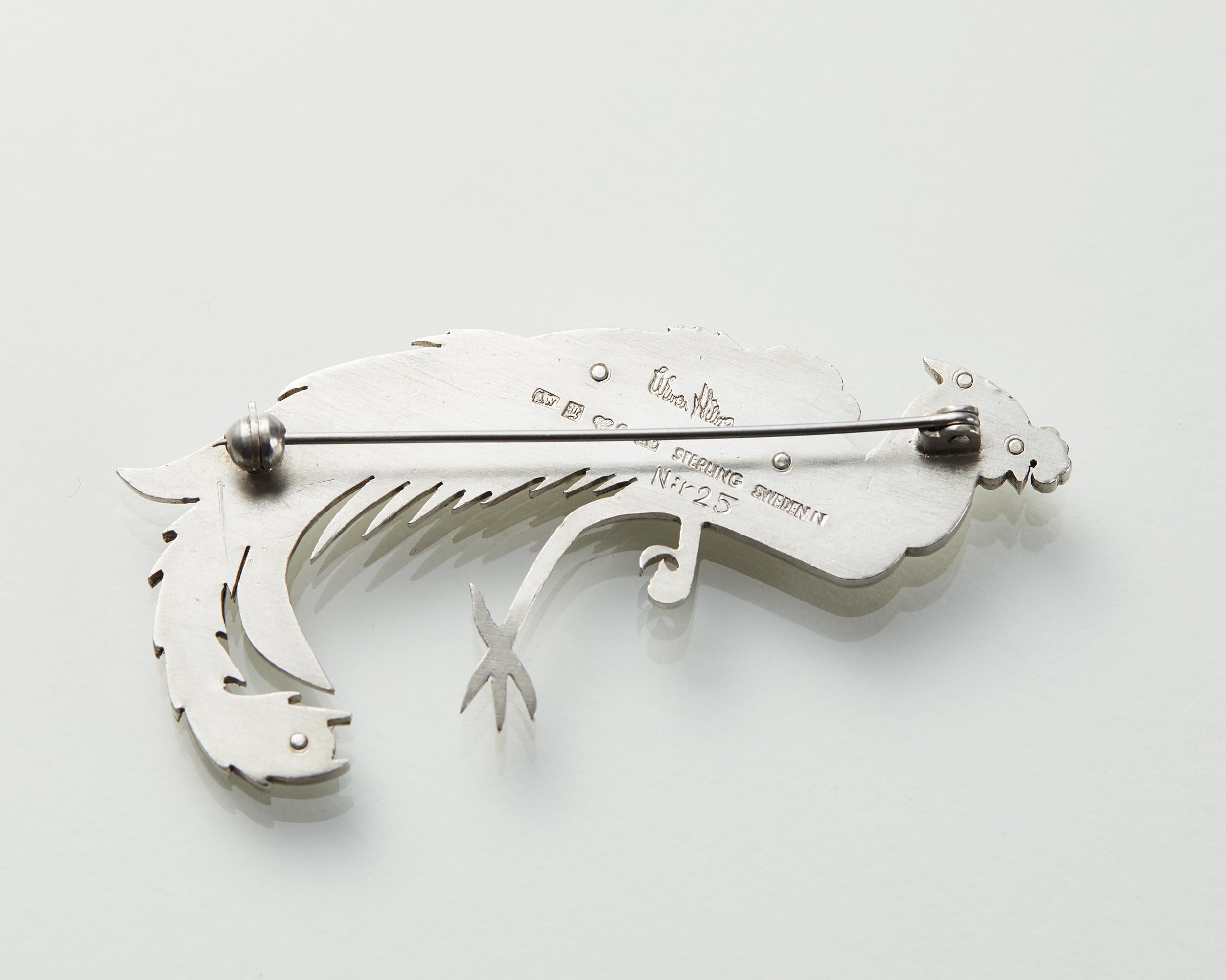 Brooch, Anonymous, for Wiwen Nilsson, Sweden, 1950s In Good Condition For Sale In Stockholm, SE