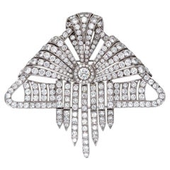 Brooch - Art Deco Platinum 25.20 CTW Diamonds Fan Shield Plaque Pin