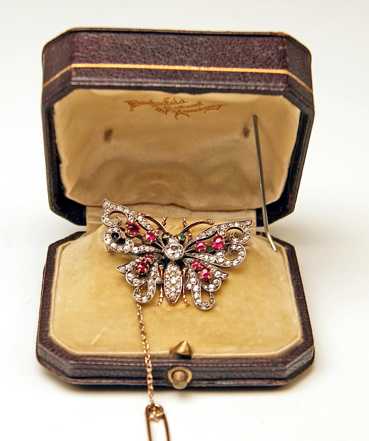 Art Nouveau Brooch Butterfly Gold Diamonds 2.0 Carat Brahmfeld & Gutruf Hamburg, Germany