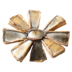 Brooch by Line Vautrin, Beige Talosel Encrusted with Gold Mirrors