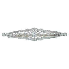 Brooch, Edwardian Platinum Old Cut Diamond Bar, 2.40 ct