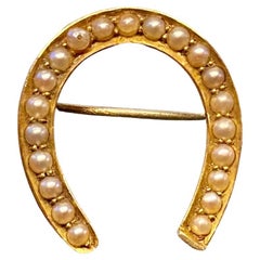 Brooch Horseshoe Gold and Beads