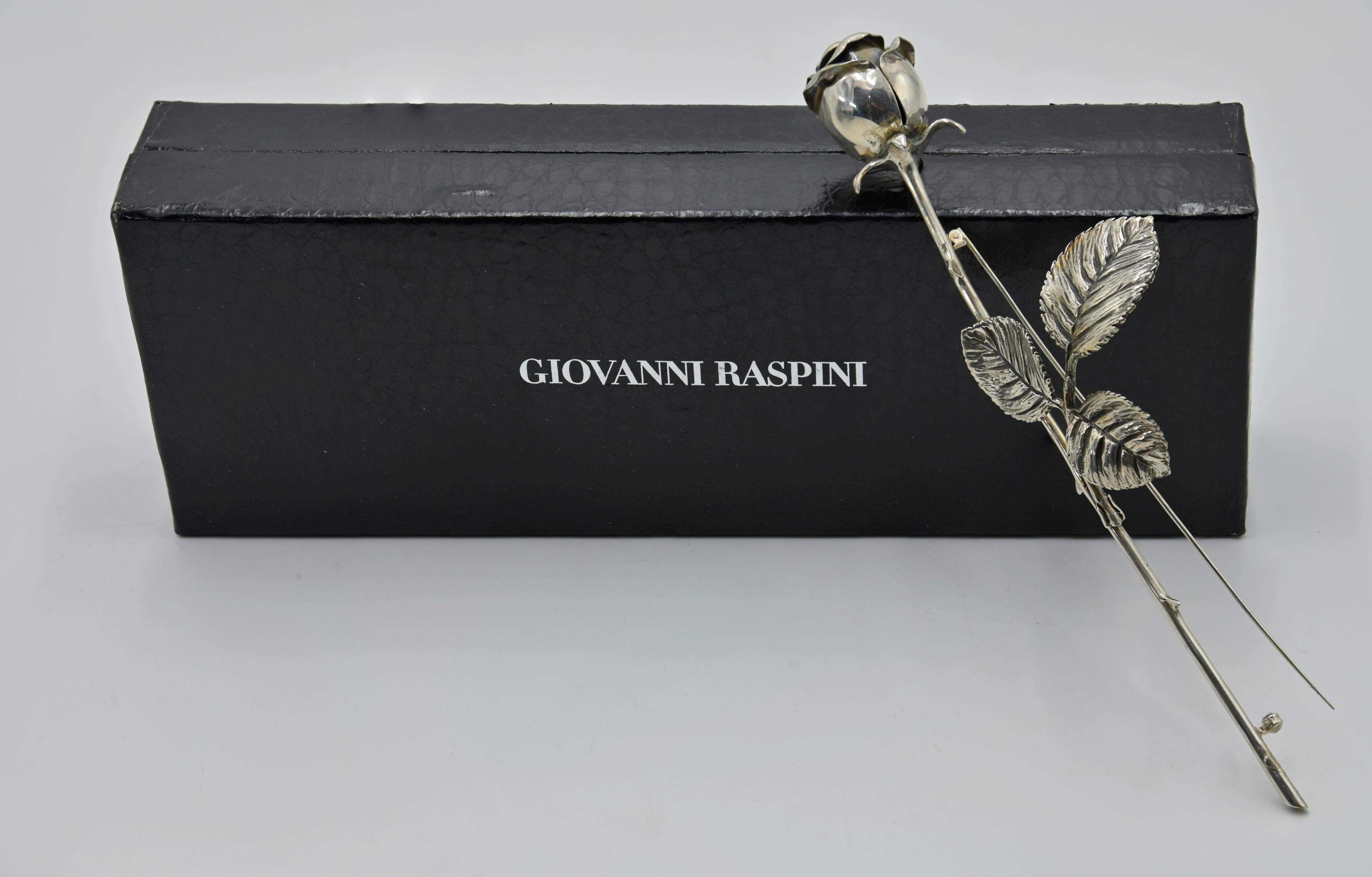 Italian Brooch in the form of a Rose by G. Raspini, Italy 1960s For Sale