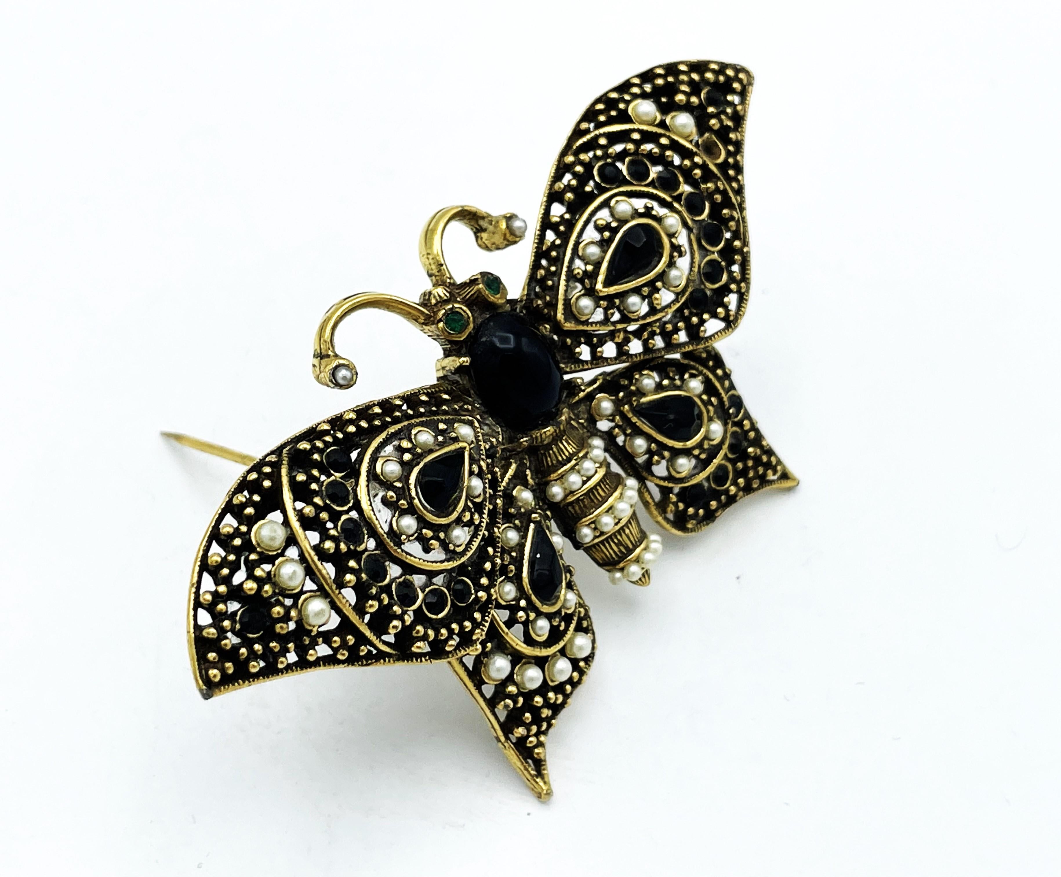 Artisan  Brooch in the shape of a butterfly with moving wings by Pauline Rader USA, 1950 For Sale