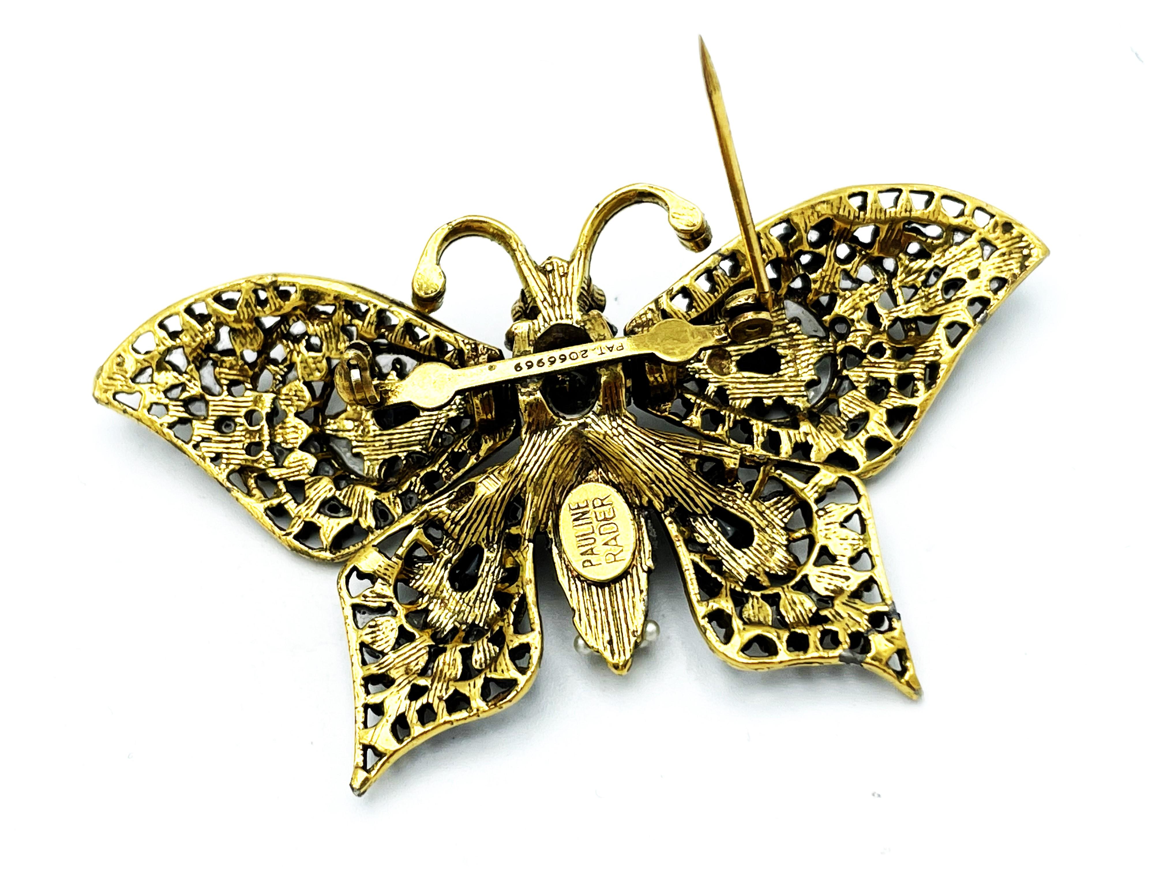  Brooch in the shape of a butterfly with moving wings by Pauline Rader USA, 1950 In Good Condition For Sale In Stuttgart, DE