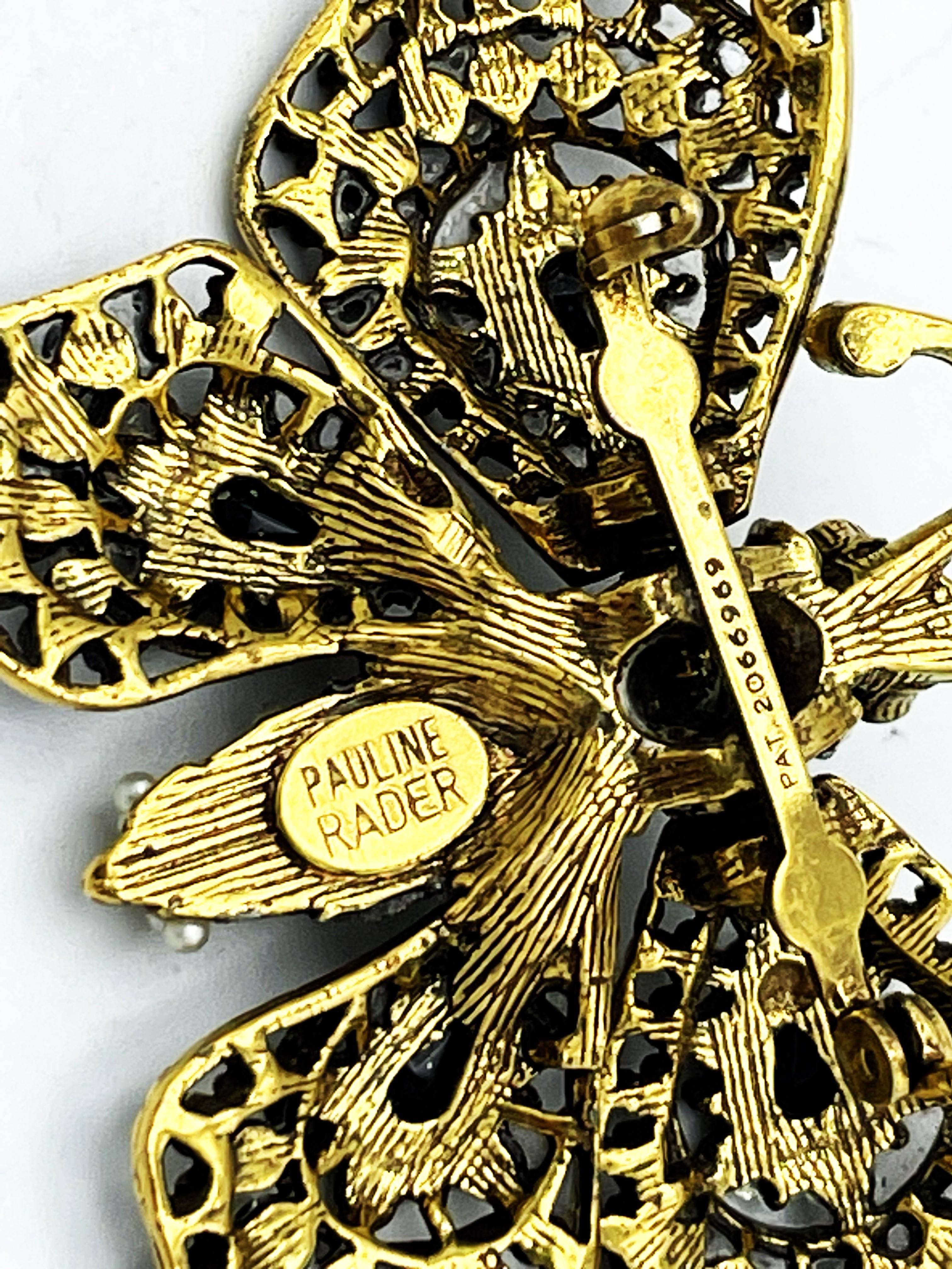 Women's  Brooch in the shape of a butterfly with moving wings by Pauline Rader USA, 1950 For Sale