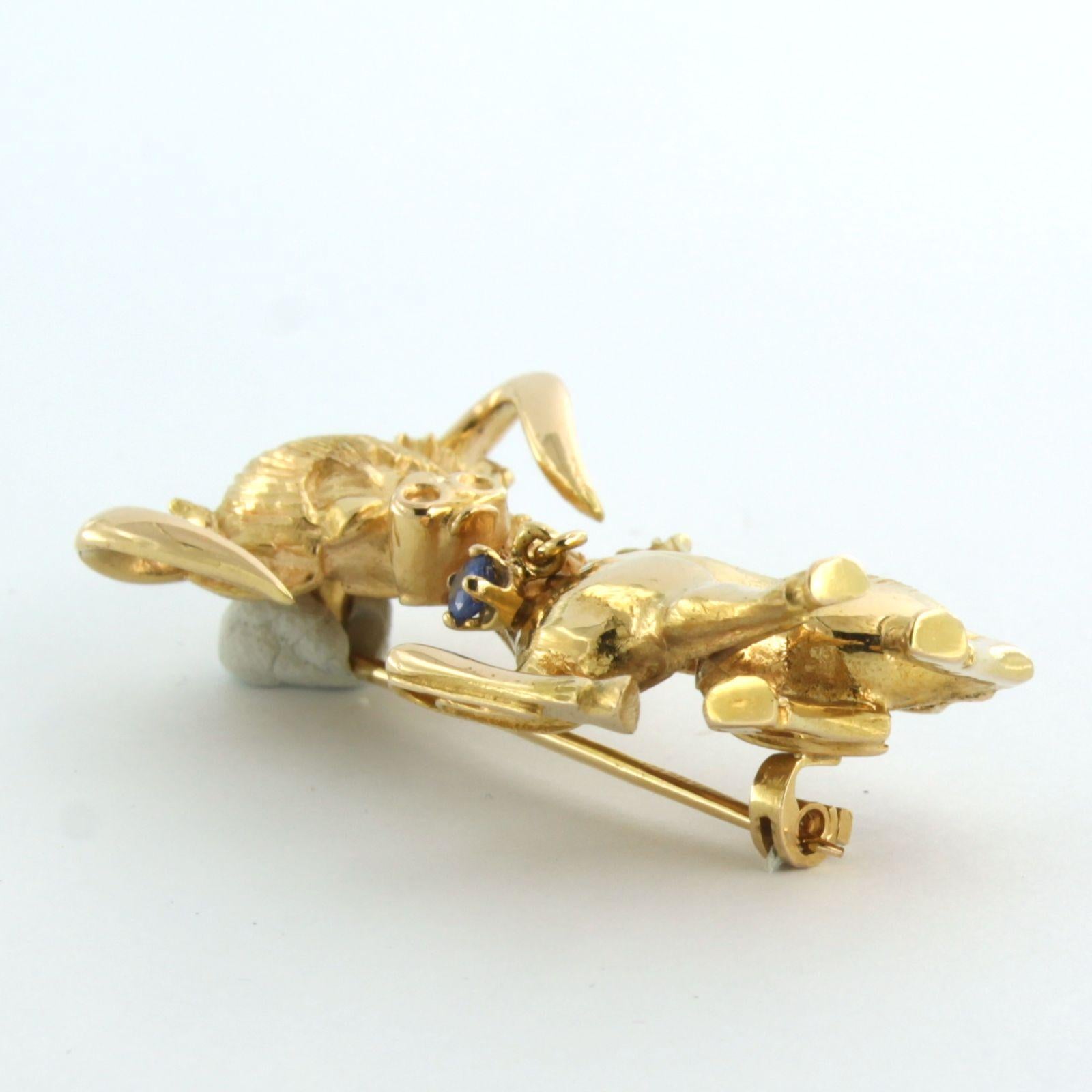 Brooch in the shape of a horse set with sapphire 18k gold For Sale 1