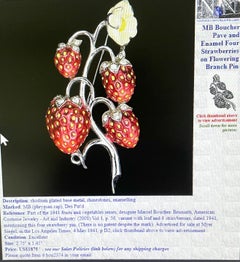 Brooch in the shape of a raspberry pointer by MAZER USA, rhodium-plated metal