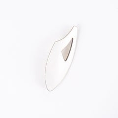 Brooch In White Enamel & Stamped V.R Sterling Denmark