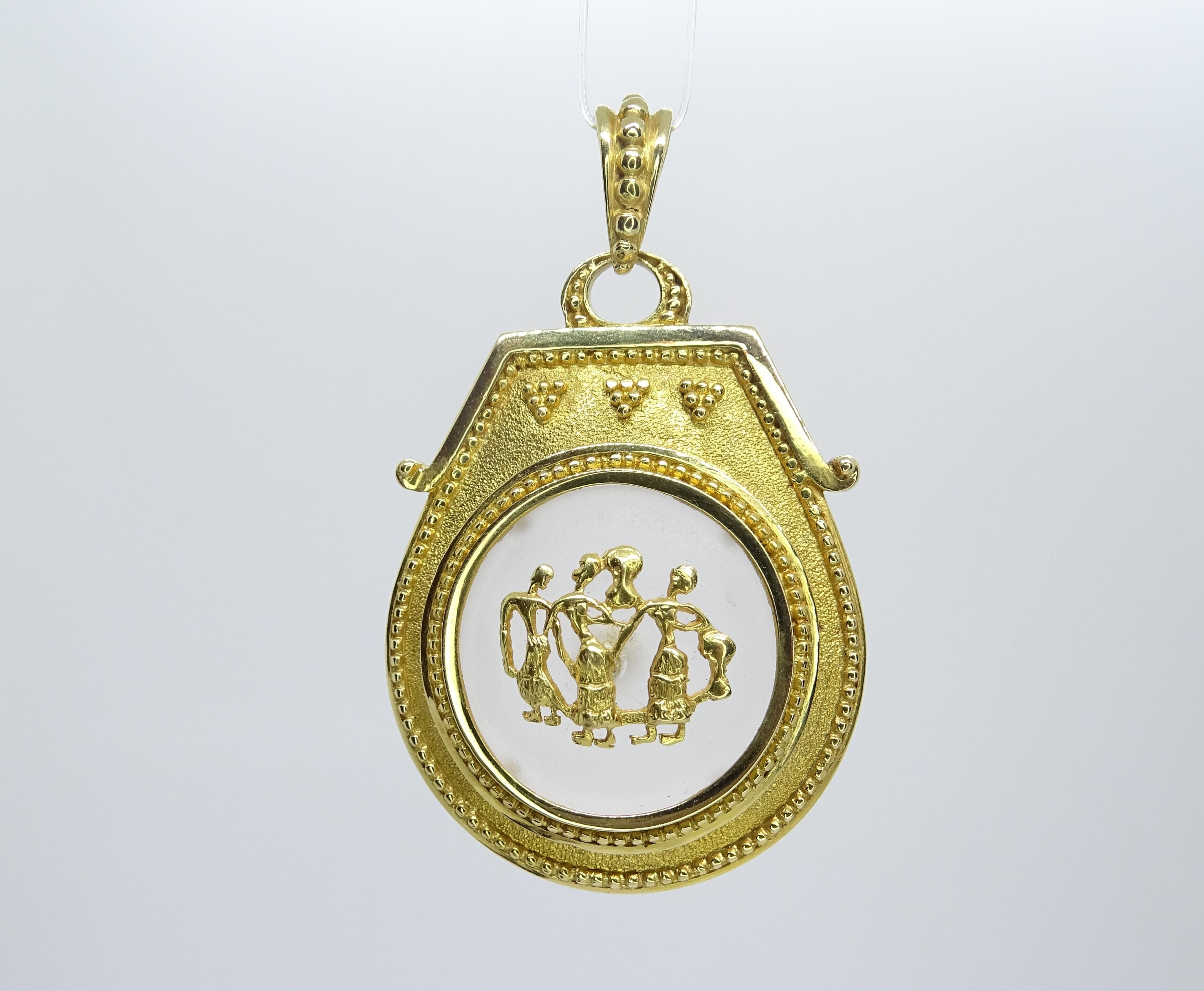 Brooch-Pendant in 18 kt gold and crystal by the goldsmith ILIAS LALAONIS 5