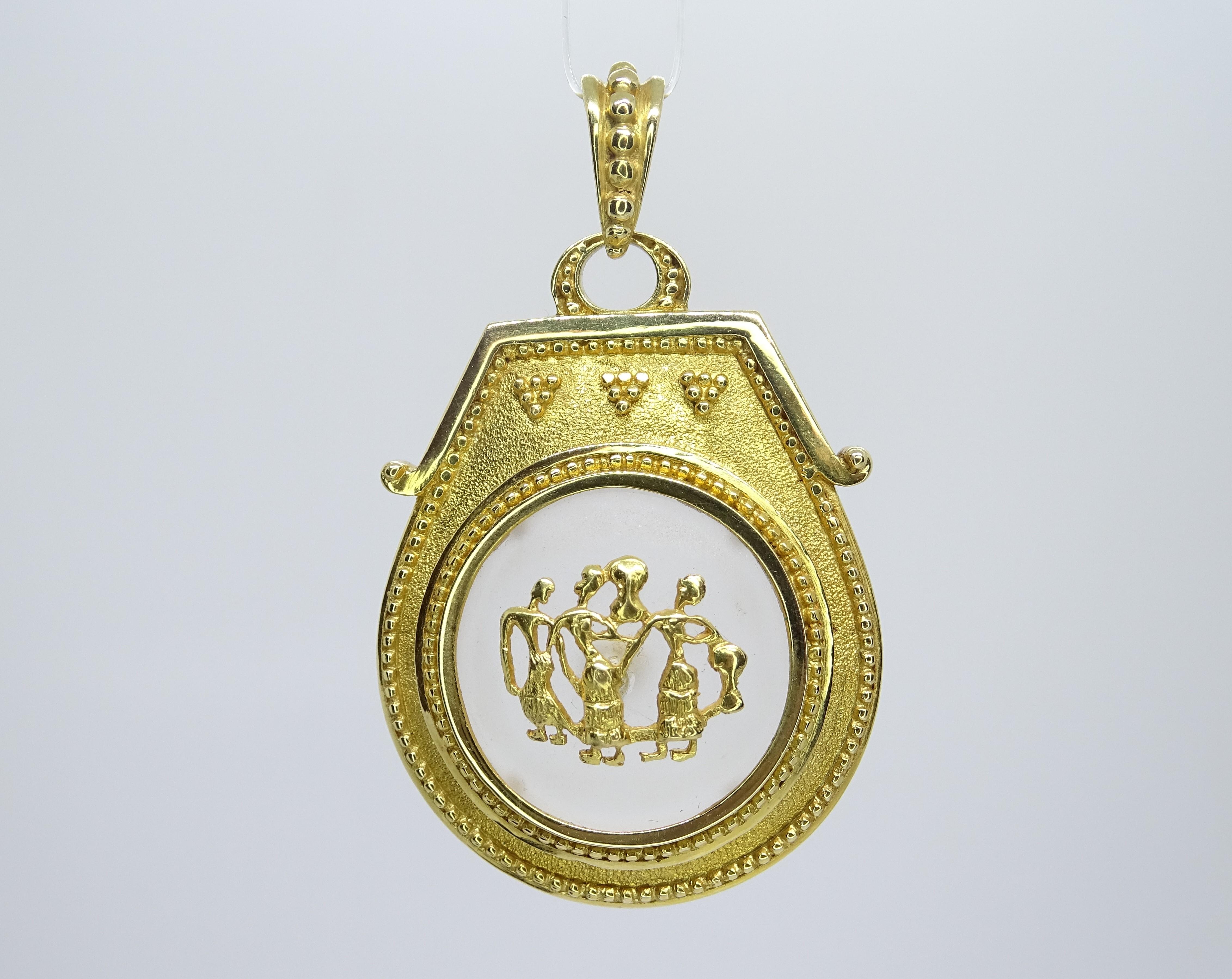 Brooch-Pendant in 18 kt gold and crystal by the goldsmith ILIAS LALAONIS 6