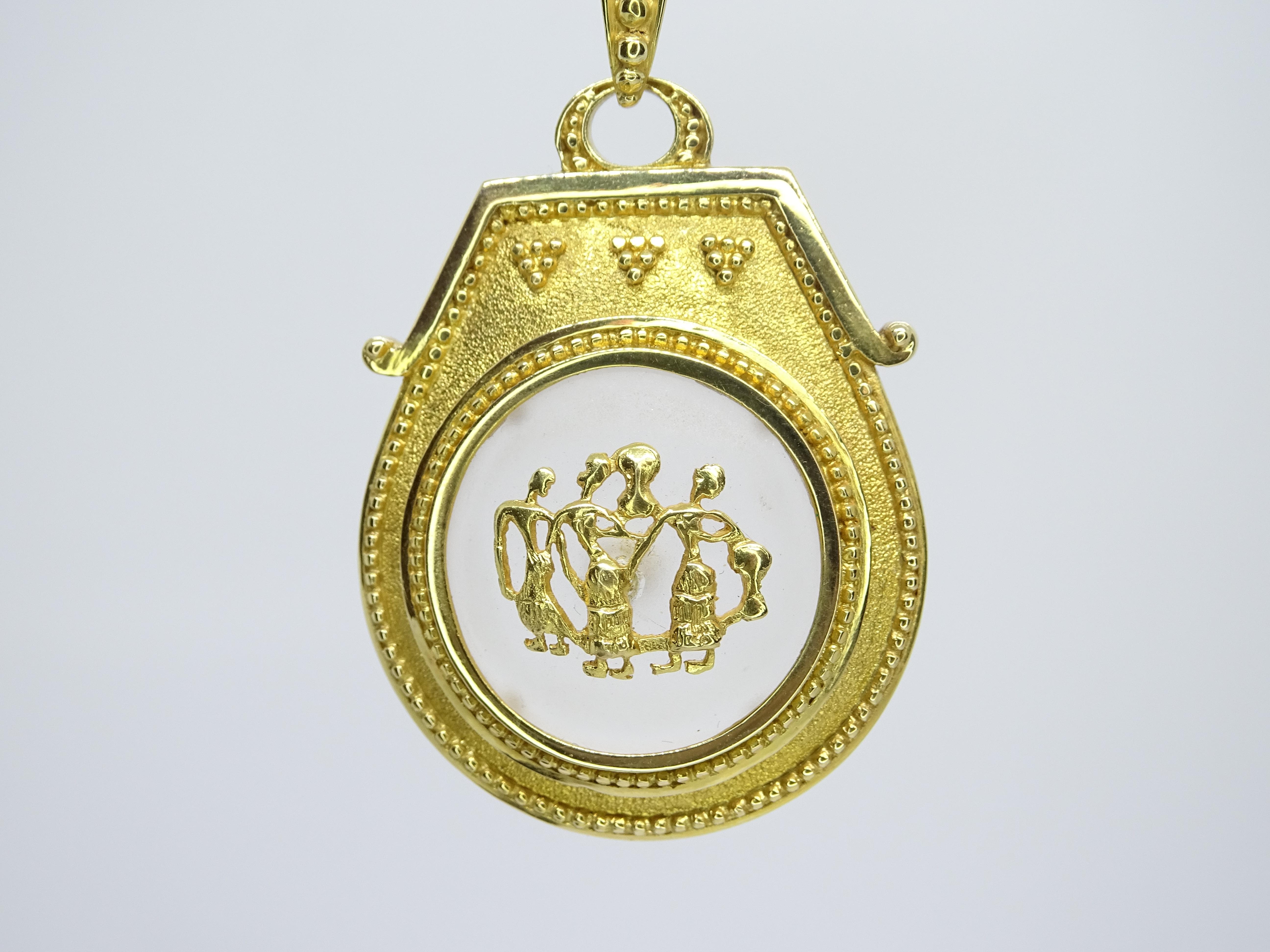 Brooch-Pendant in 18 kt gold and crystal by the goldsmith ILIAS LALAONIS 7