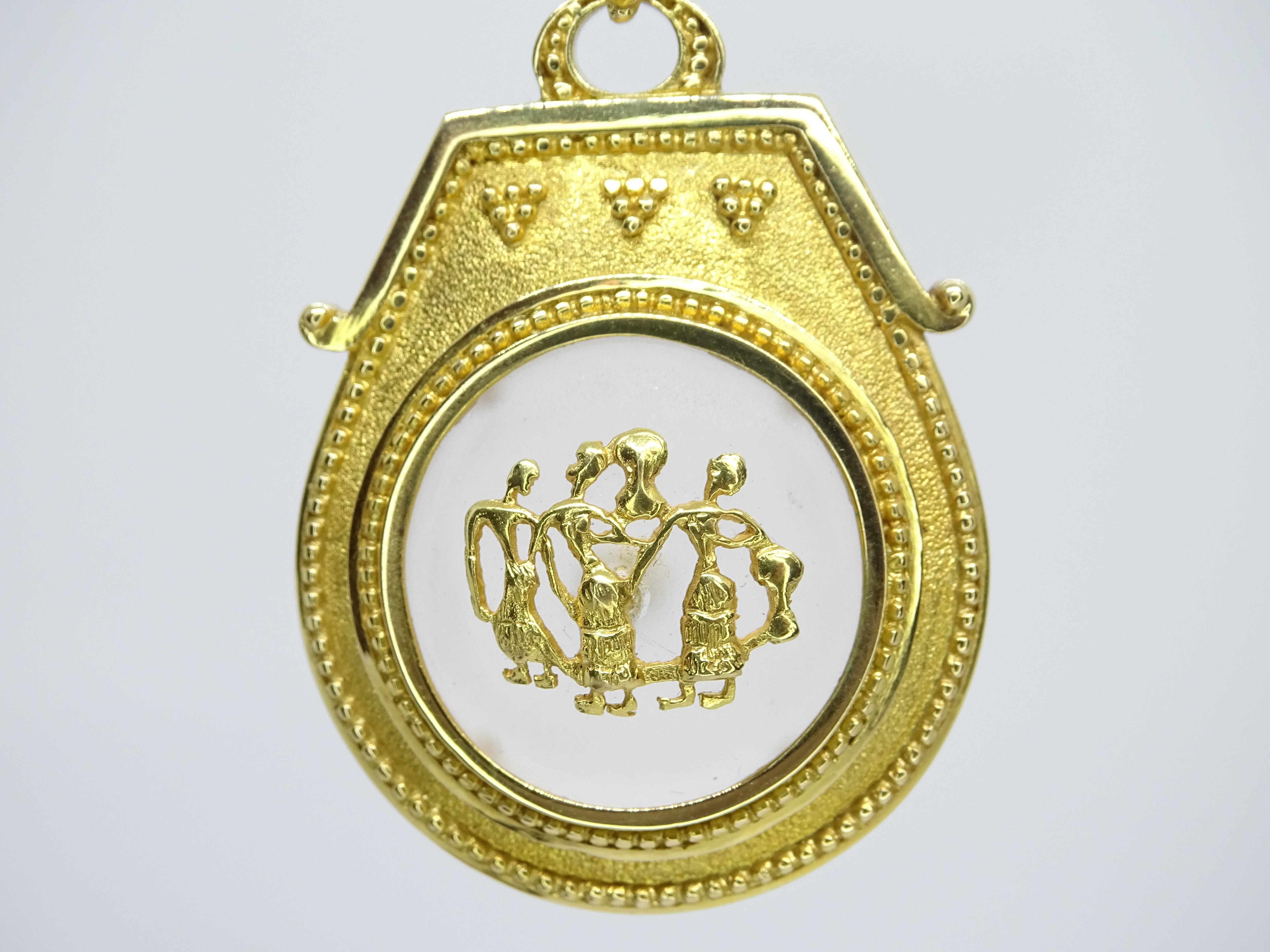 Brooch-Pendant in 18 kt gold and crystal by the goldsmith ILIAS LALAONIS 8