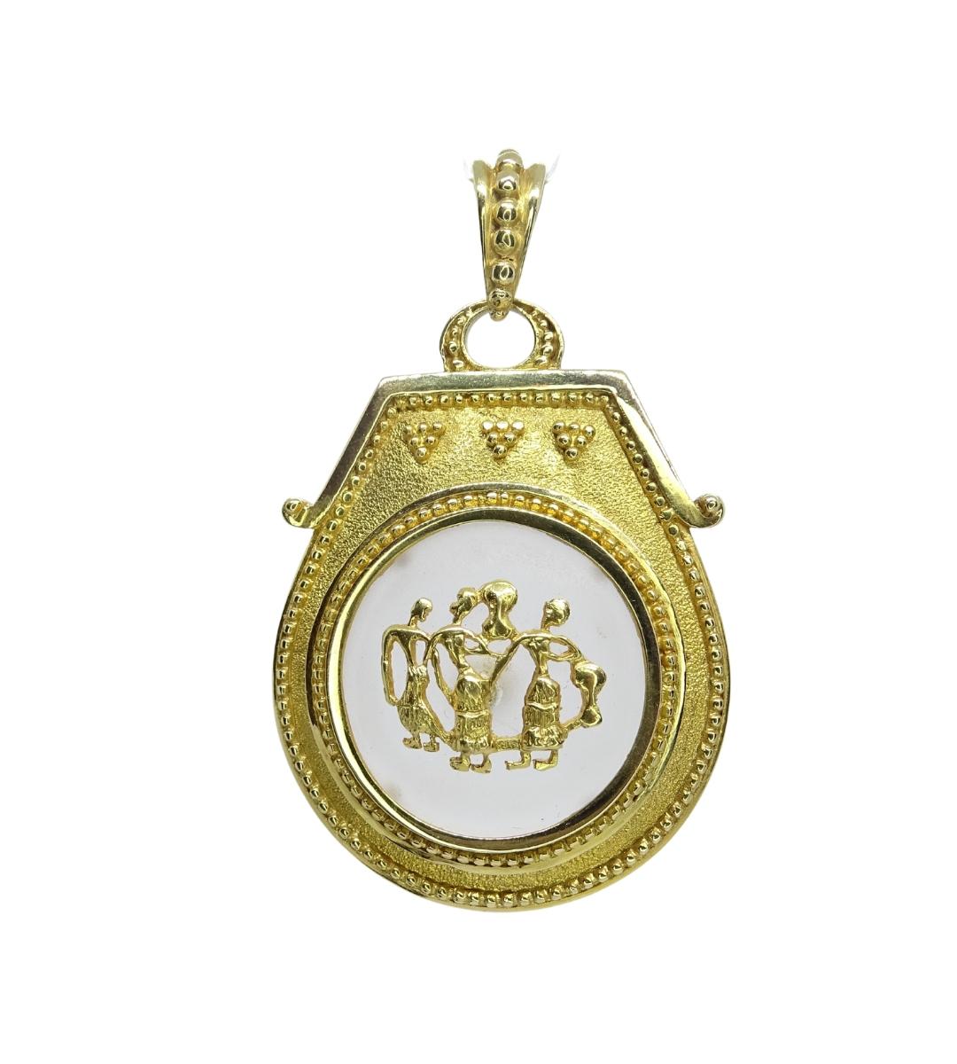 Brooch-Pendant in 18 kt gold and crystal by the goldsmith ILIAS LALAONIS 1