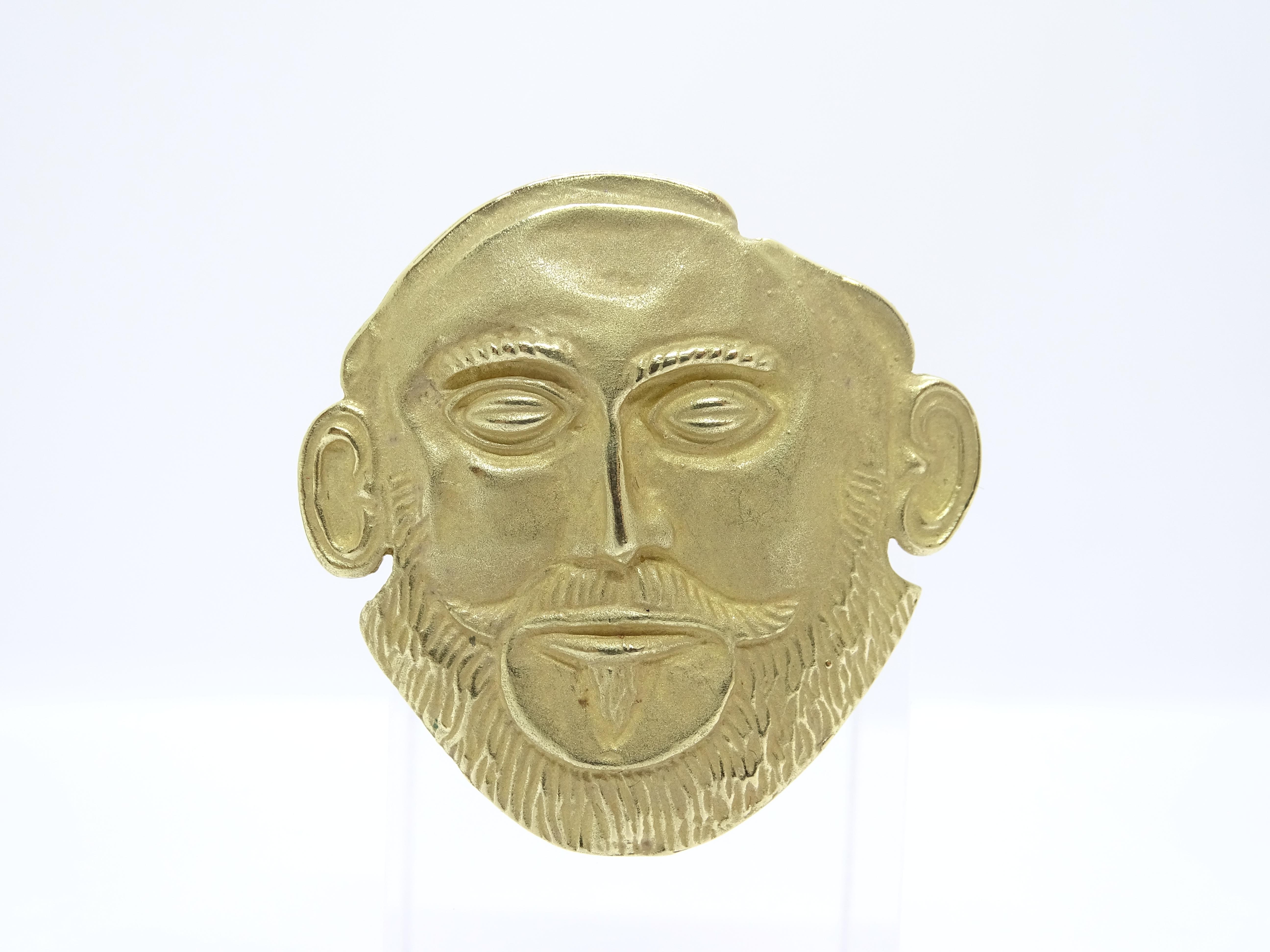 Broche/pendentif Masque d'Agamemnon, or 18 carats, années 90 en vente 5
