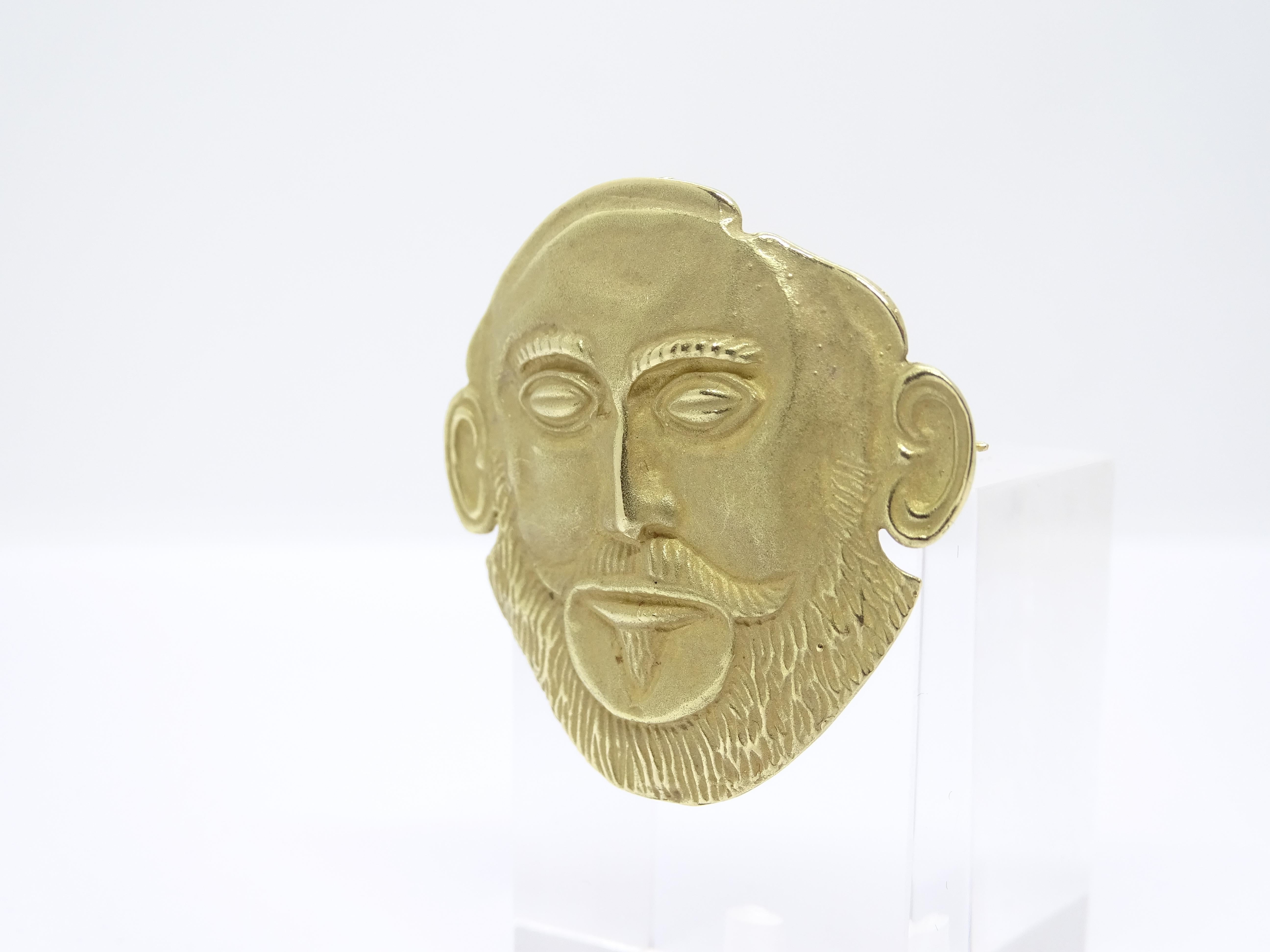 Broche/pendentif Masque d'Agamemnon, or 18 carats, années 90 en vente 9