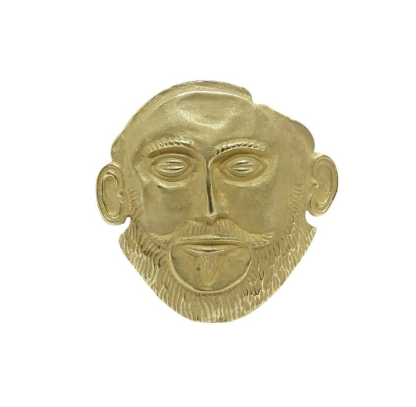 Broche/pendentif Masque d'Agamemnon, or 18 carats, années 90 Excellent état - En vente à VALLADOLID, ES
