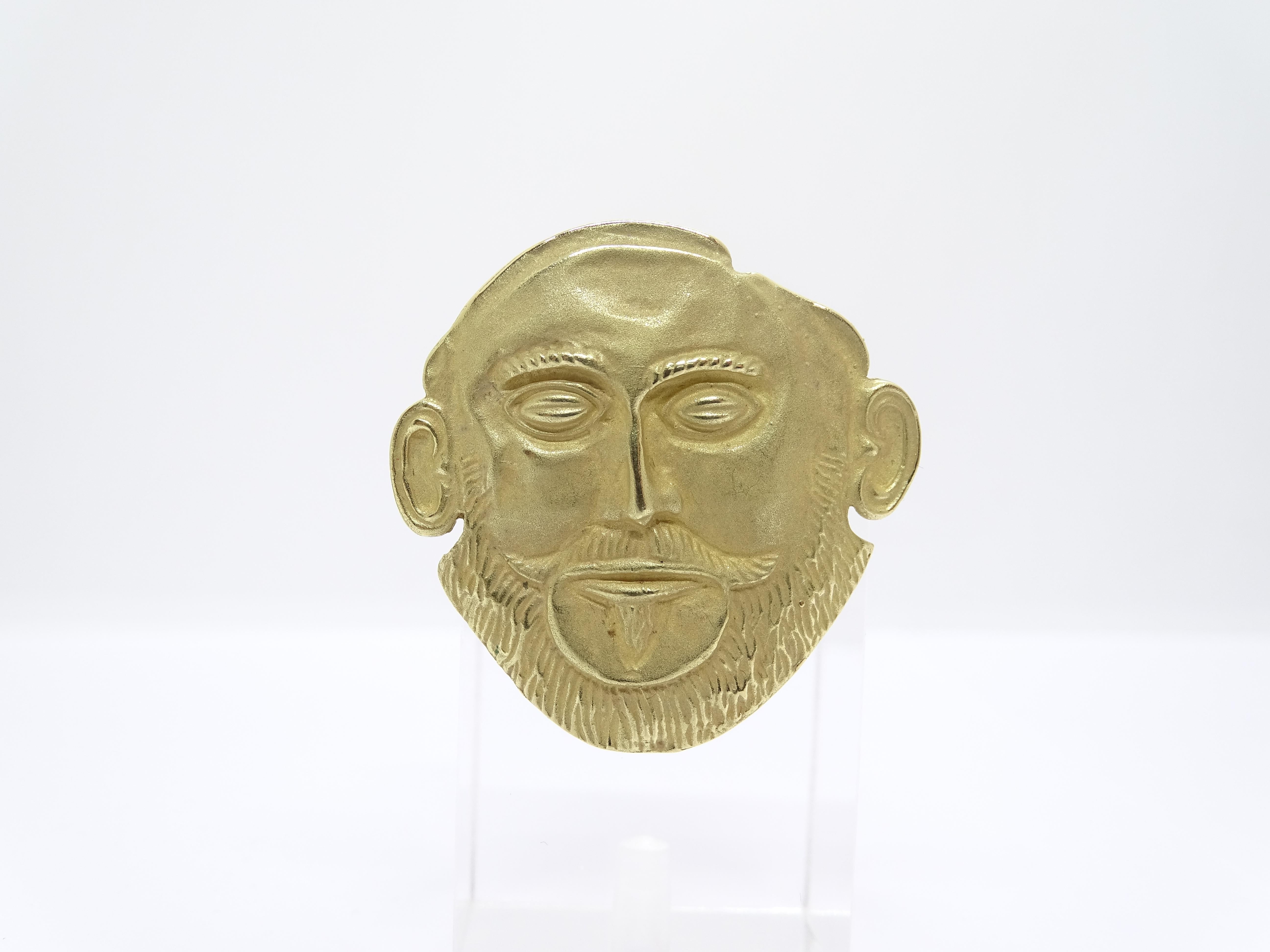 Broche/pendentif Masque d'Agamemnon, or 18 carats, années 90 en vente 4