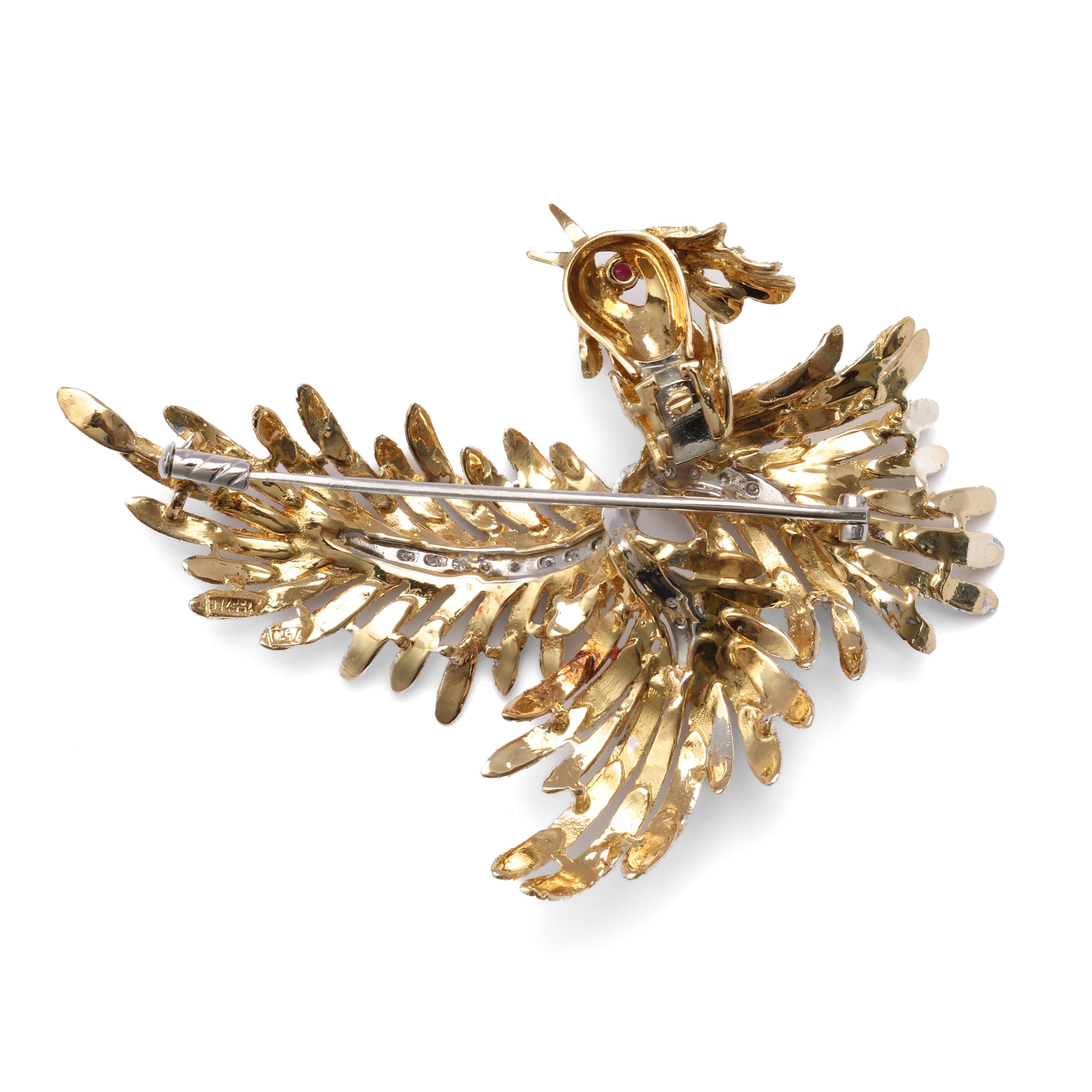 phoenix bird brooch