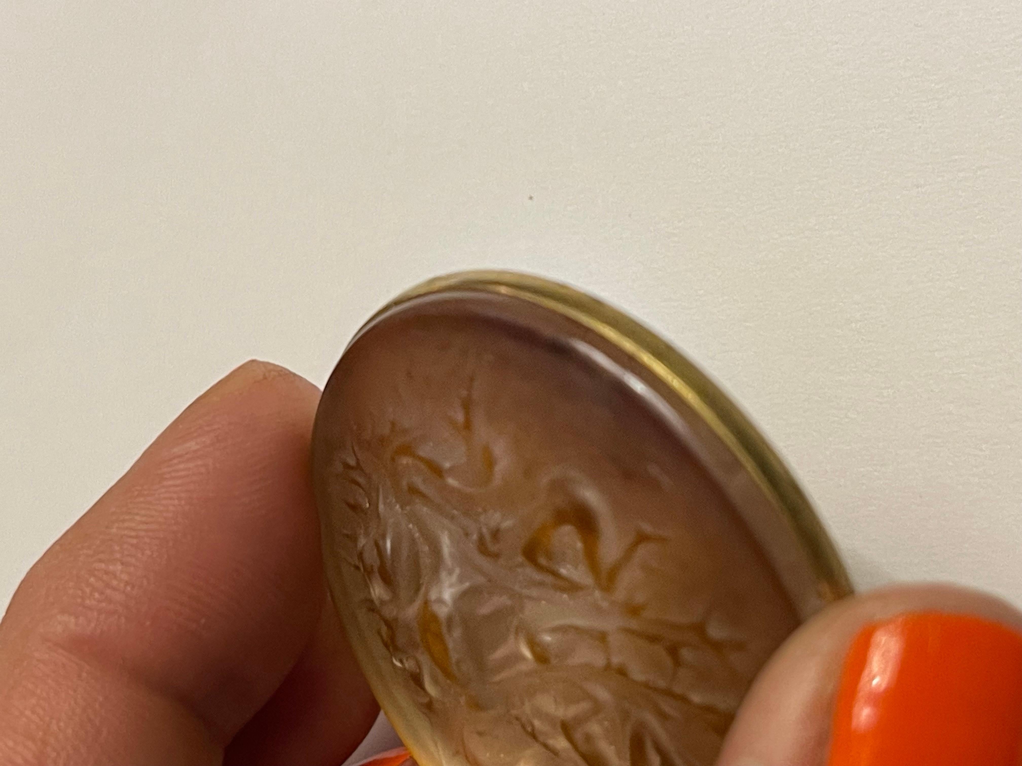 Broche René Lalique Año 1912 Deux Figurines et Masque Clinquant Orange firmado Vidrio en venta