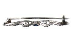 Antique Bow Brooch Ceylon Sapphires & Diamonds in Platinum, French circa 1910
