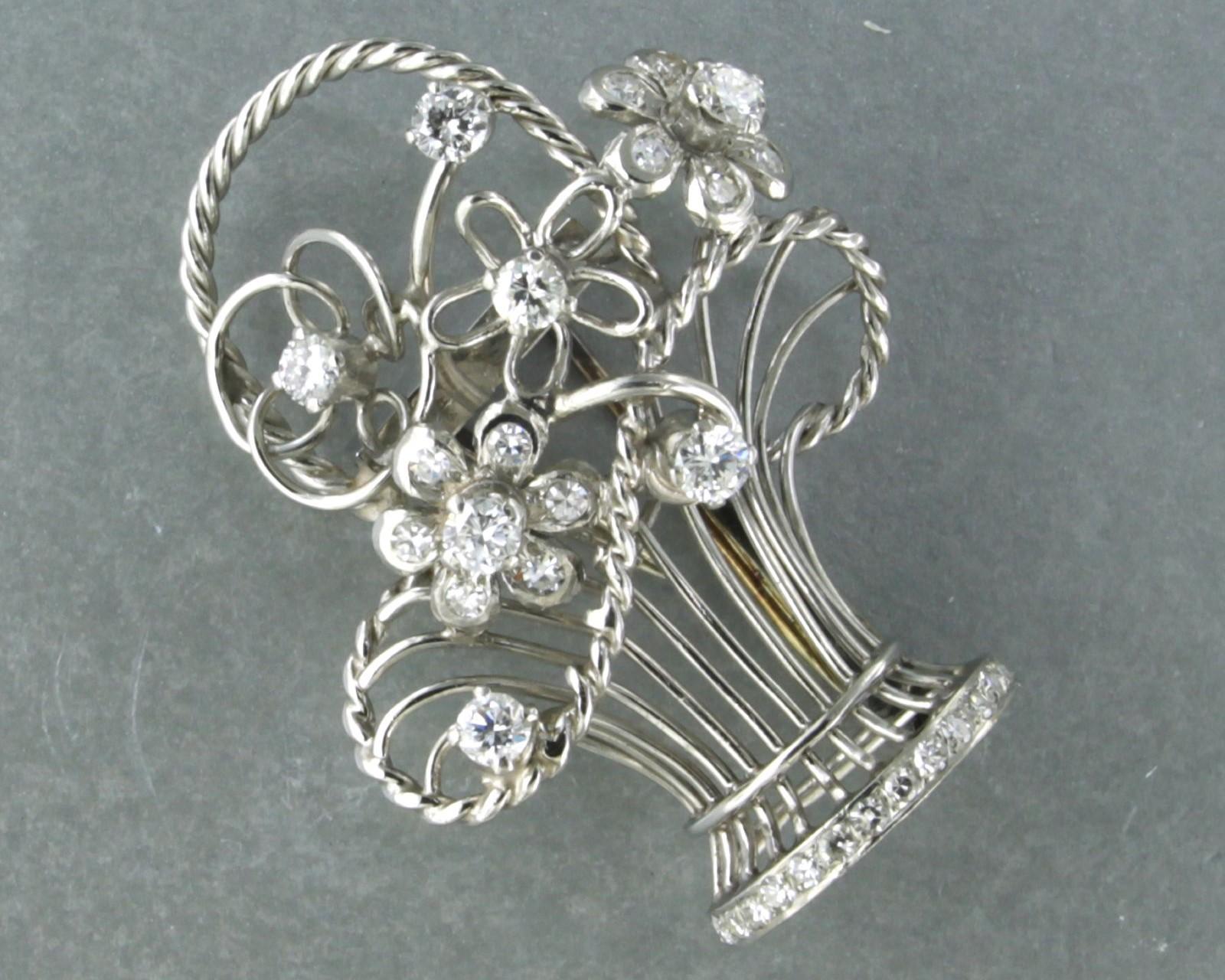 Art Nouveau Brooch set with diamonds up to 1.00ct platinum  For Sale