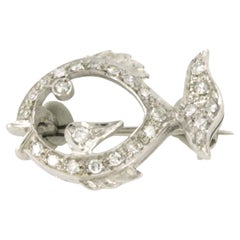 En forme de broche avec diamants taille unique jusqu'à 0,50 ct or blanc 18 carats