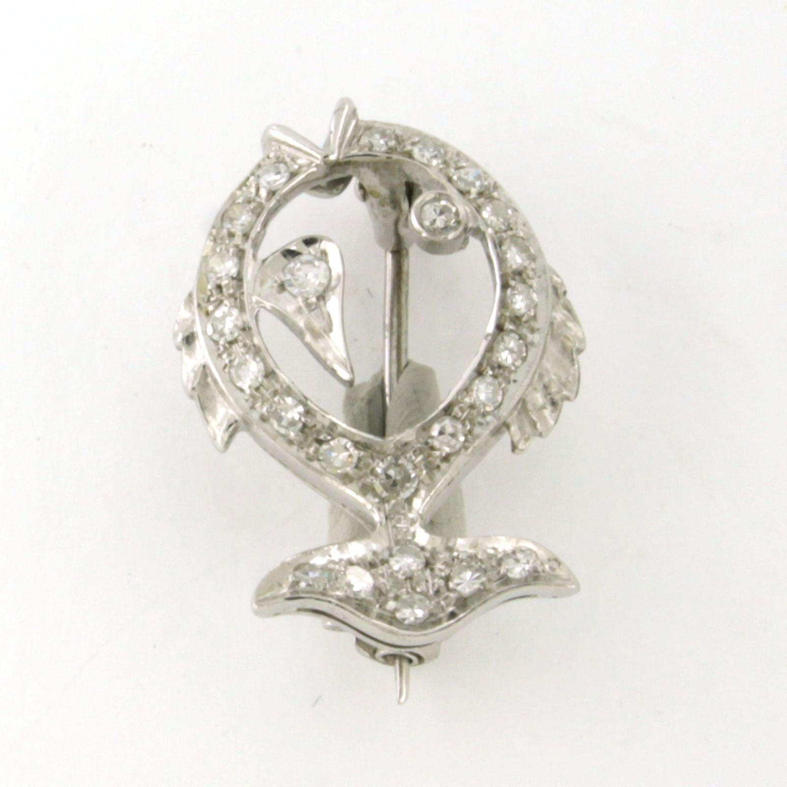 Brooch shape of a fish with single cut diamonds up to 0.50ct platinum 4.0 grams For Sale 1