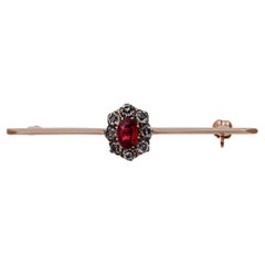 Vintage Brooch, Synthetic Ruby with Glass
